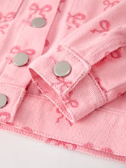 Pink Girls Butterfly Bow Denim Jacket