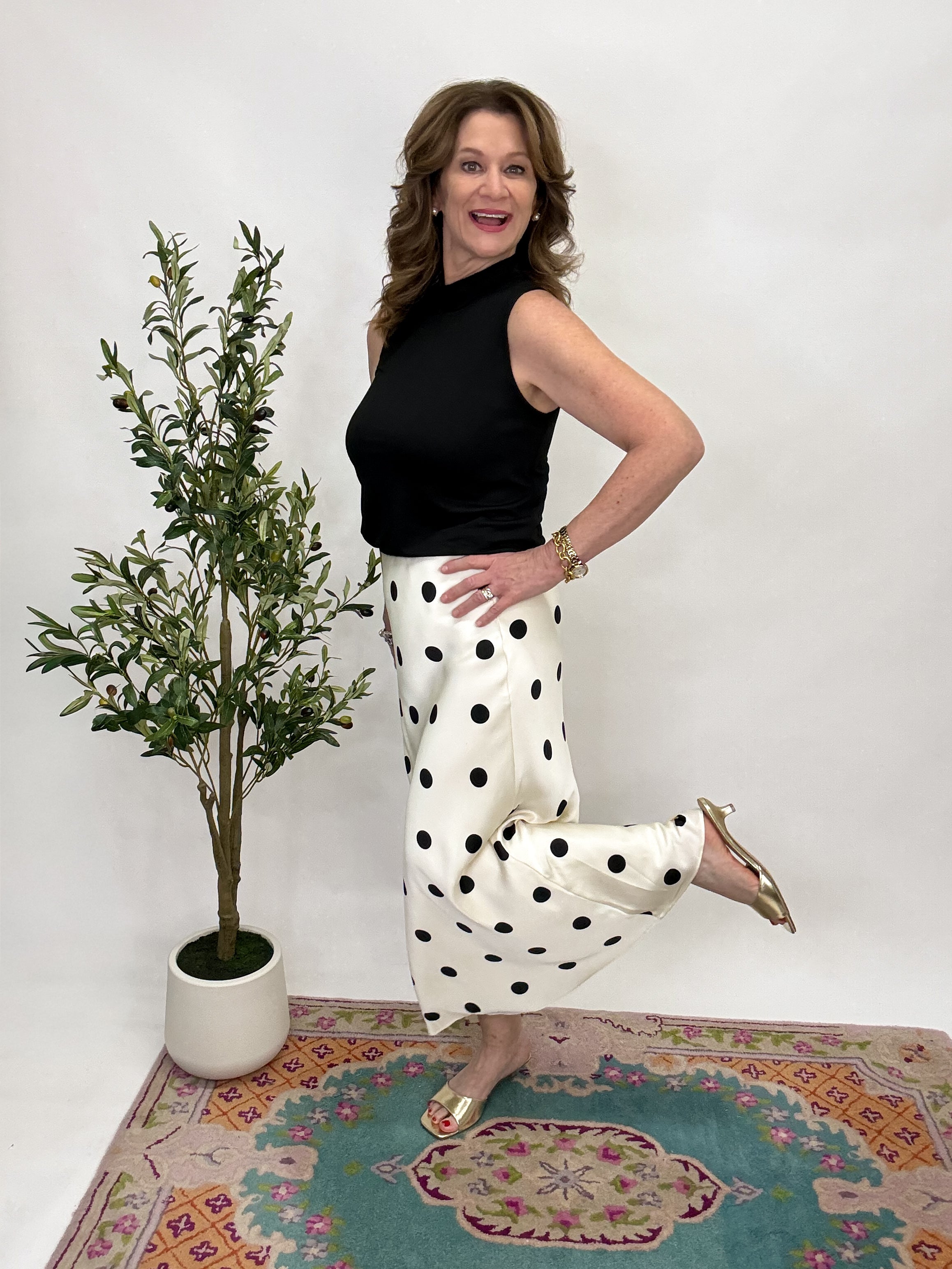 Camille Polka Dot Maxi Skirt - Off White