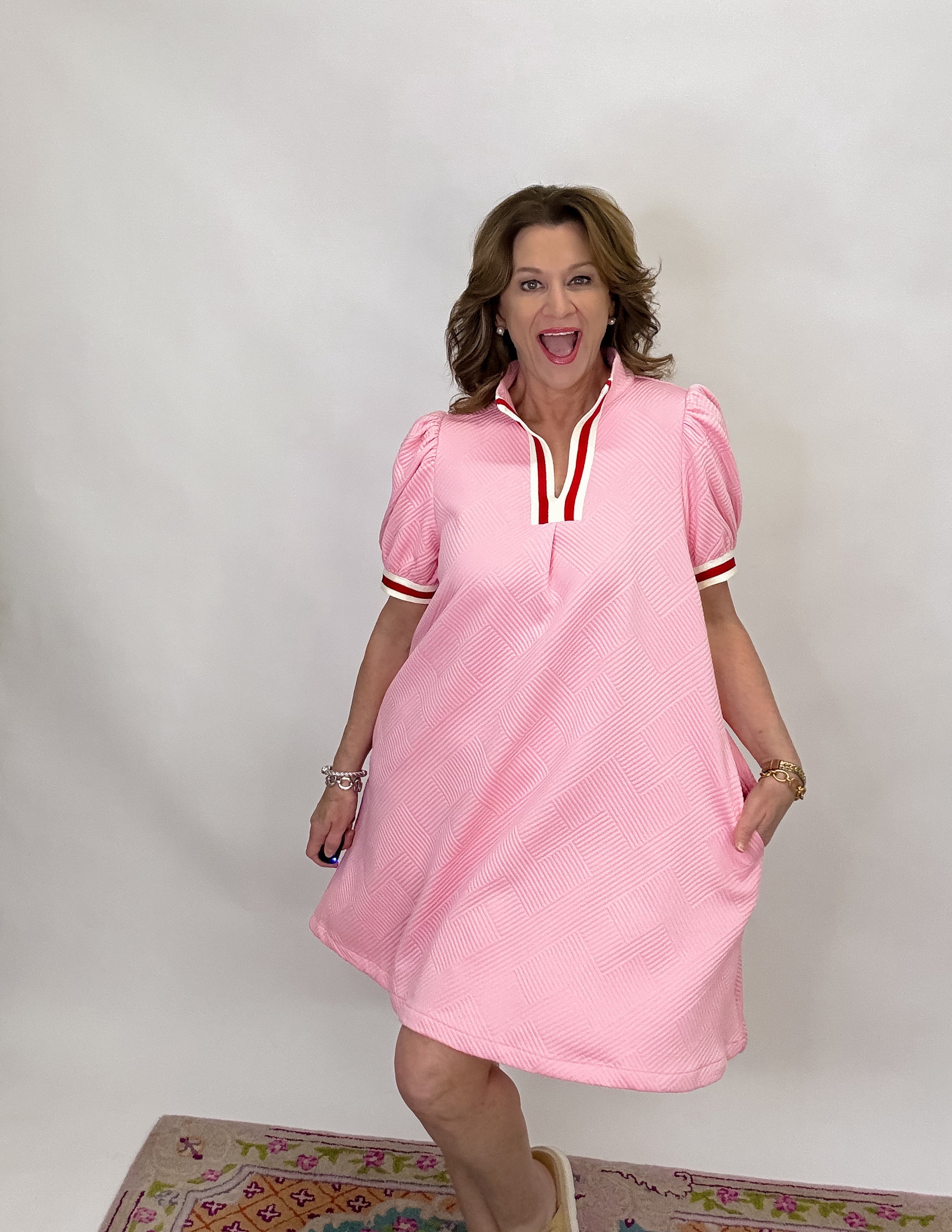 Bubblegum Breeze Jacquard Mini Dress