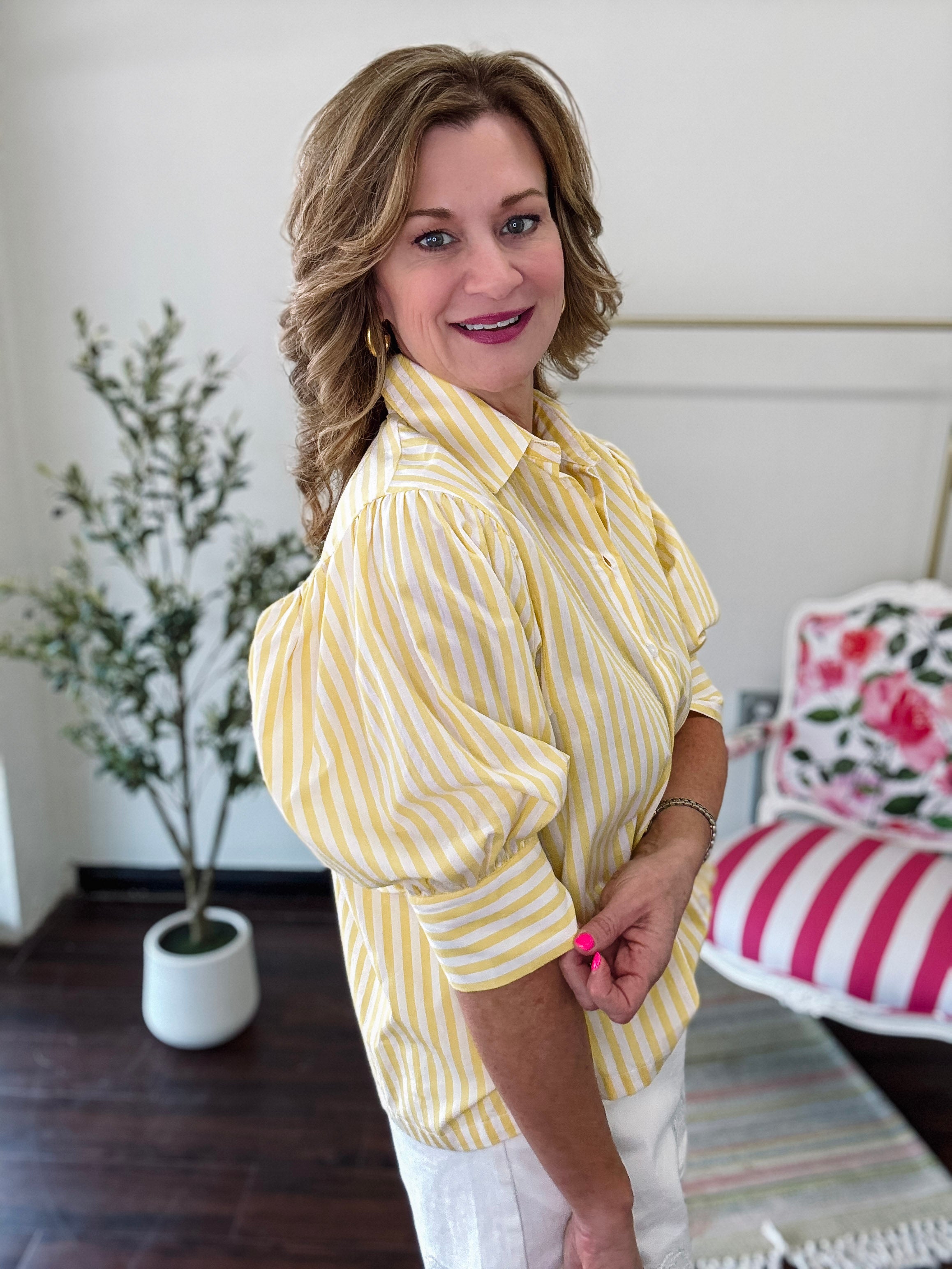 Yellow Stripe Button Down