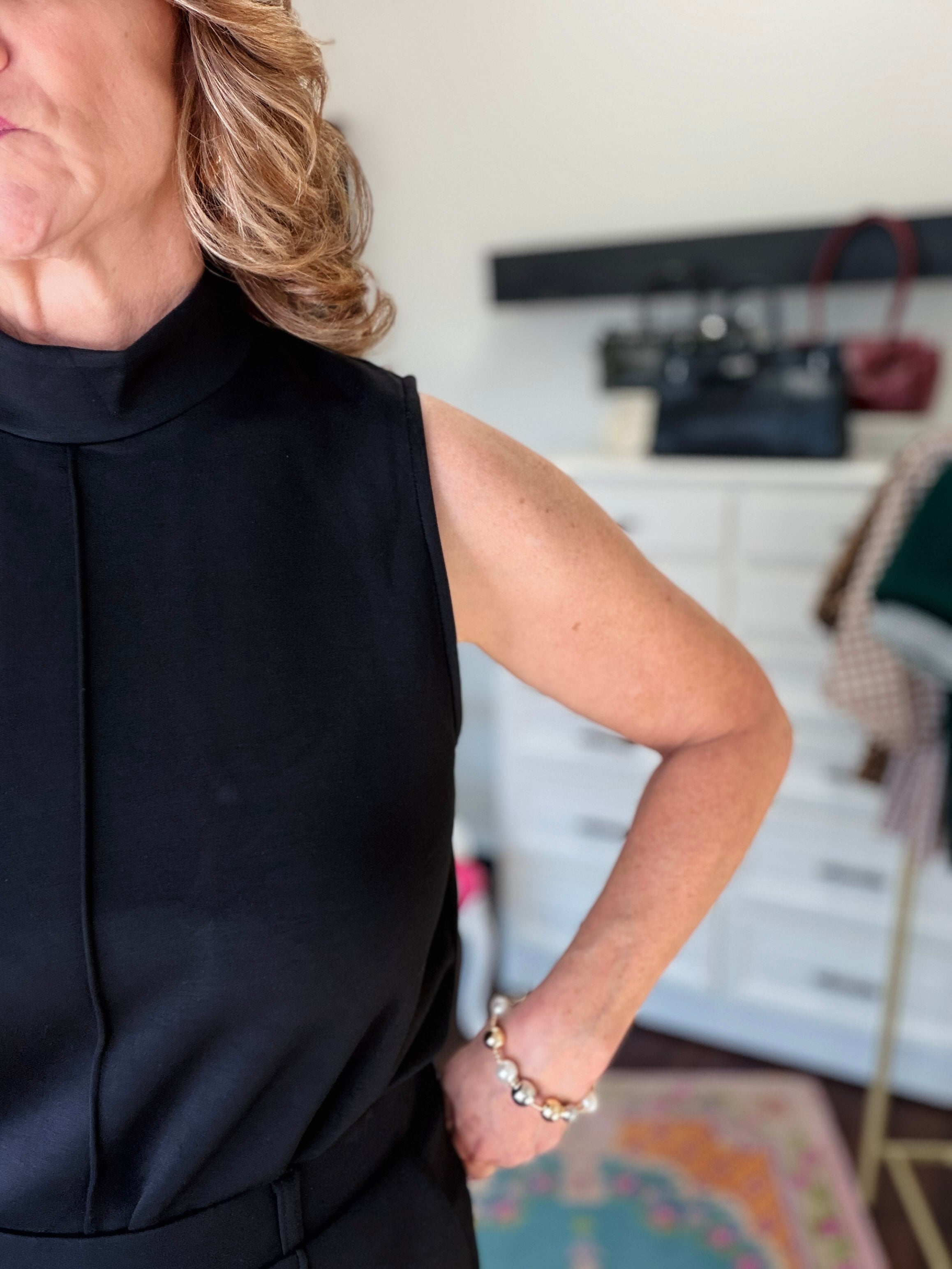Classic Mock Neck Top- Black