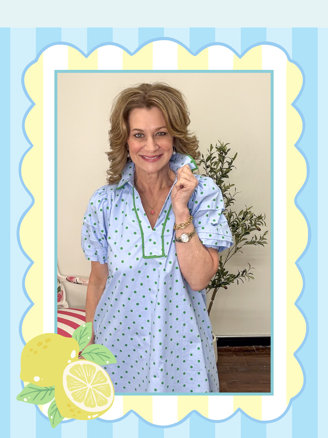 Melody Polka Dot Puff Sleeve Dress - Blue