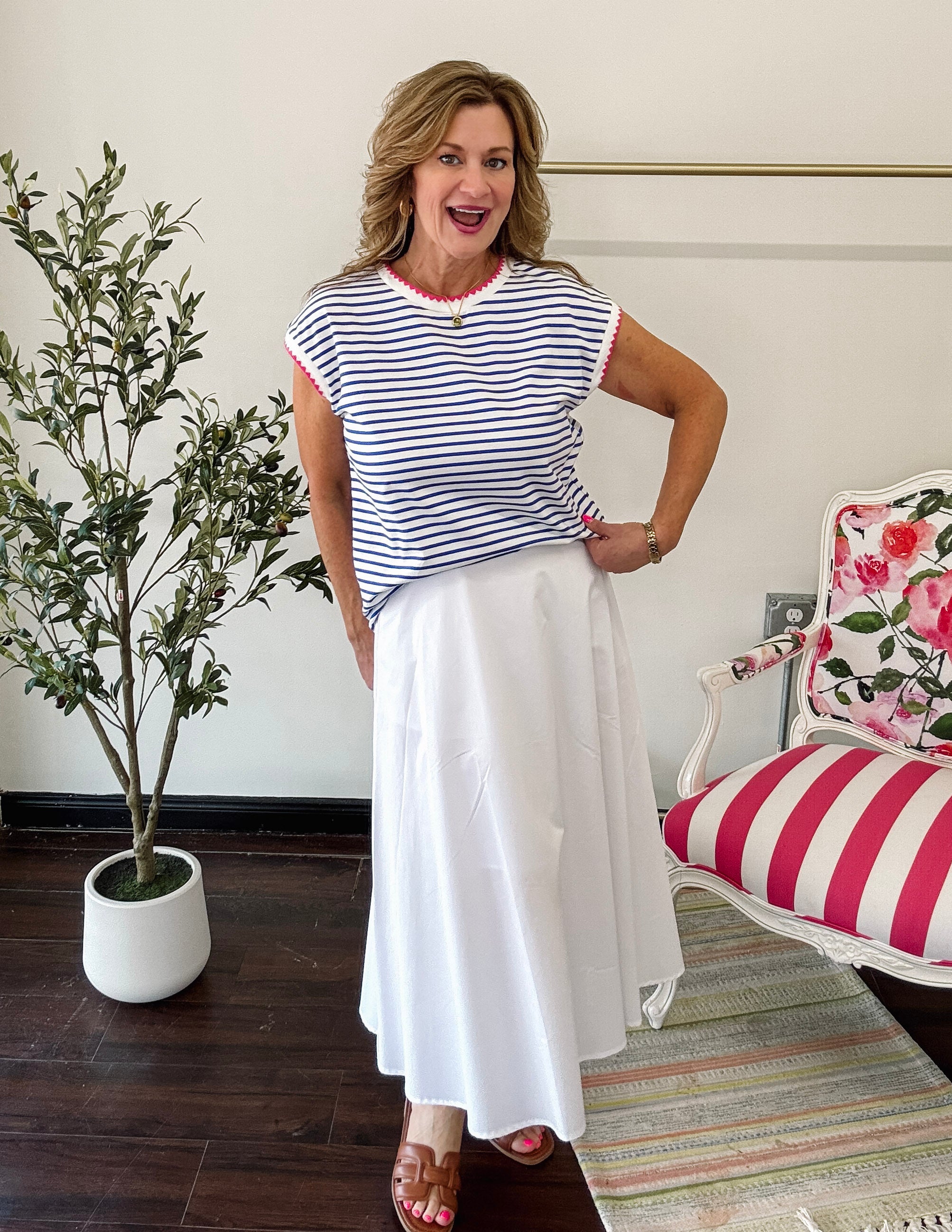Is It the 80's Blue Stripe Top