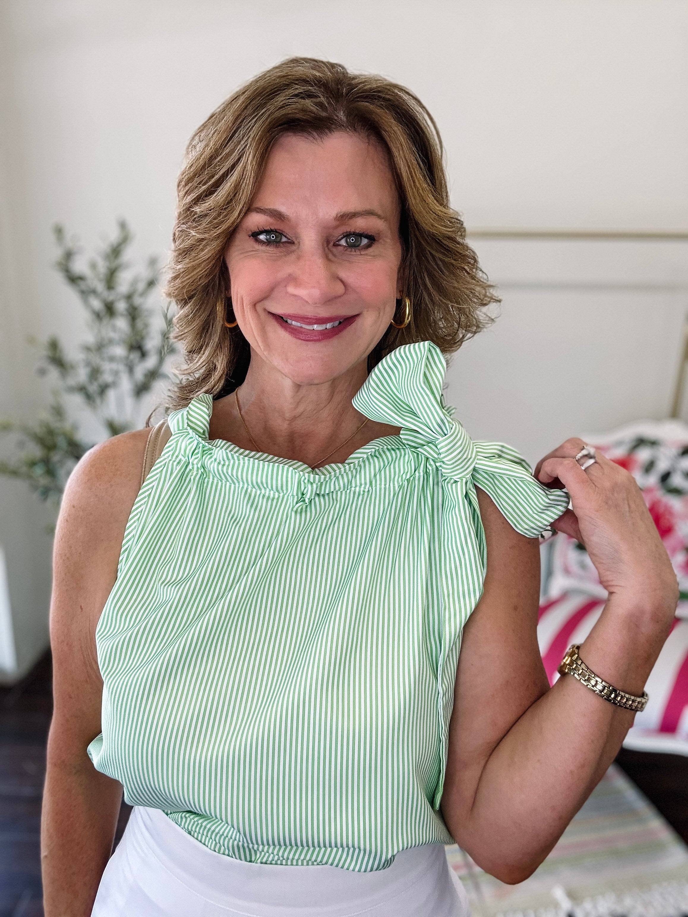 Sunday Brunch Frill Tank-Green