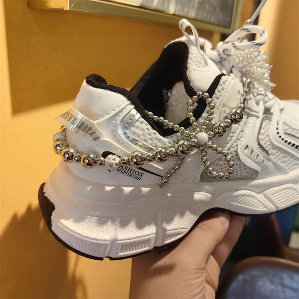 Classic Pearl Shoe Charm - Silver