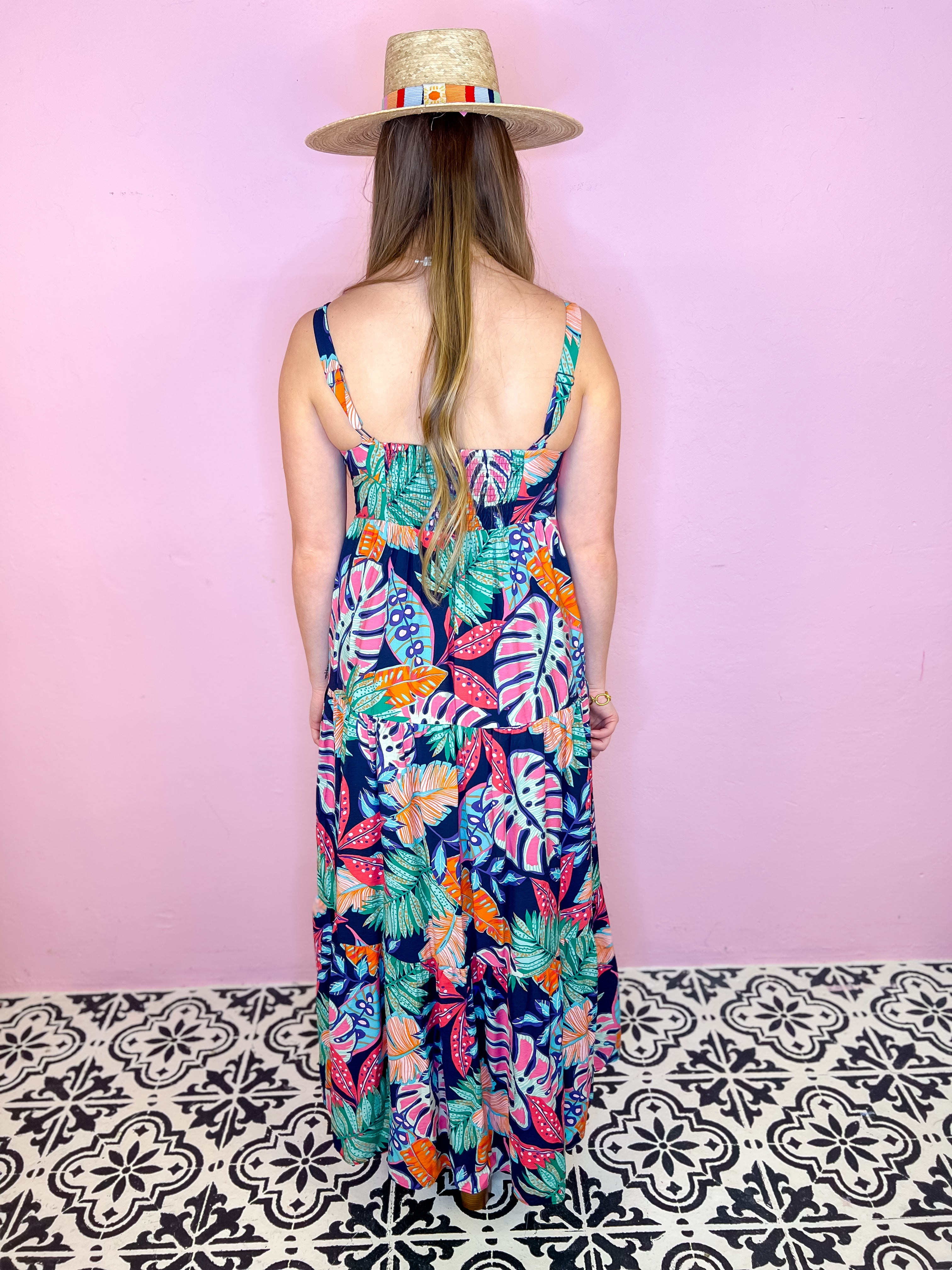 Tropical Summer Tiered Maxi Dress
