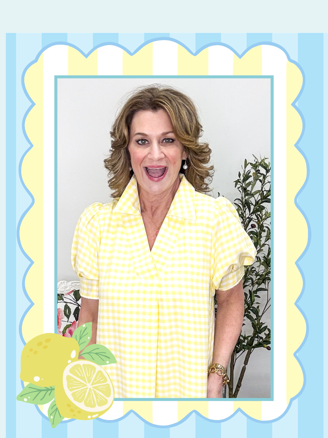 Nora Gingham Midi Dress - Lemon
