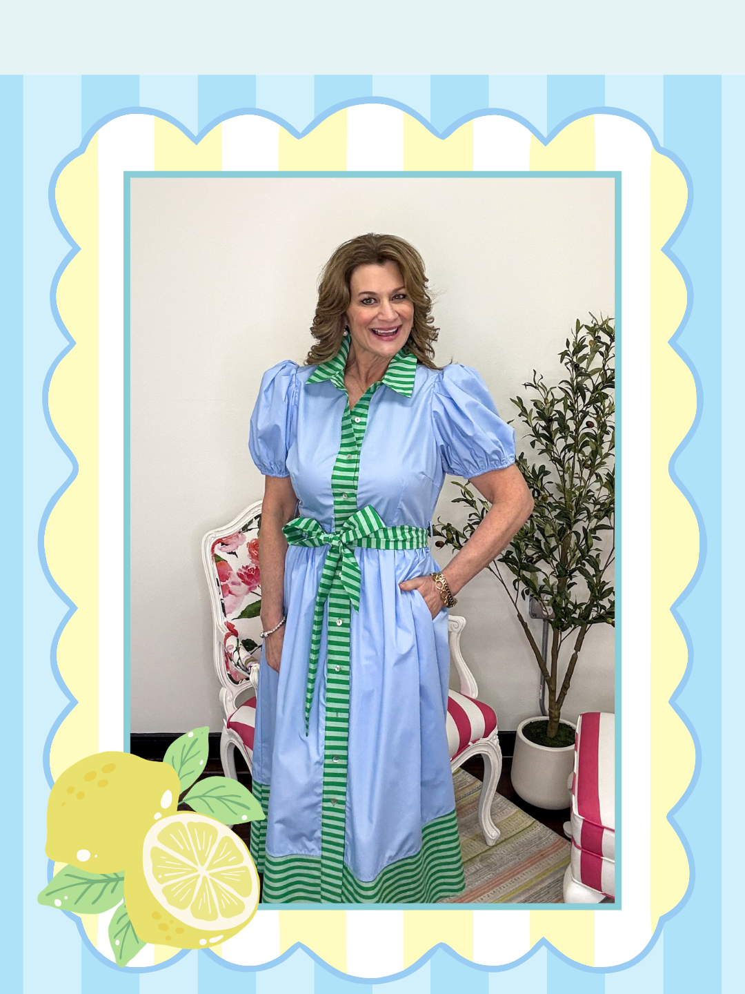 Rylee Puff Sleeve Midi Dress - Blue