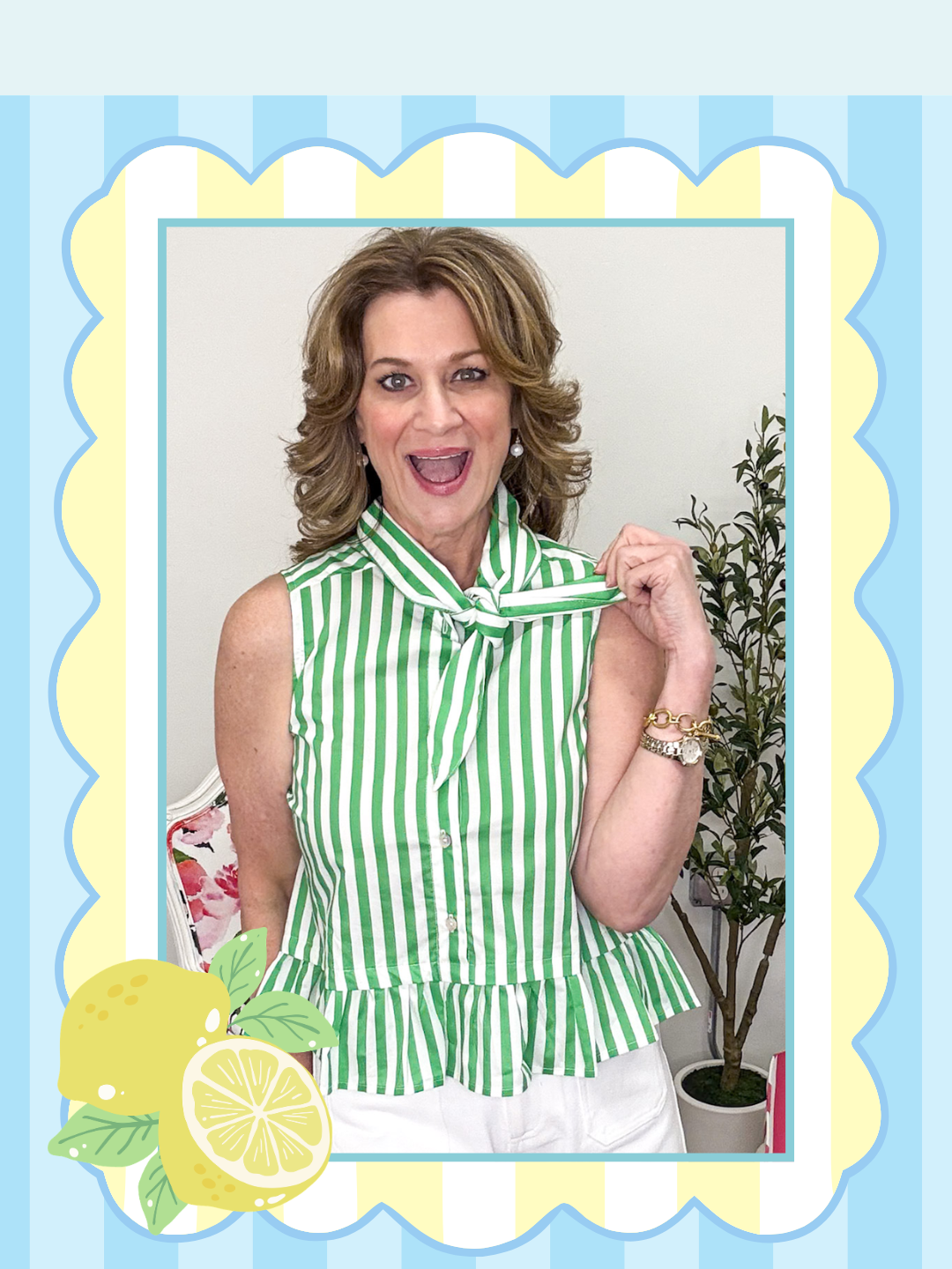 [Entro] Crisp Mint Stripe Top