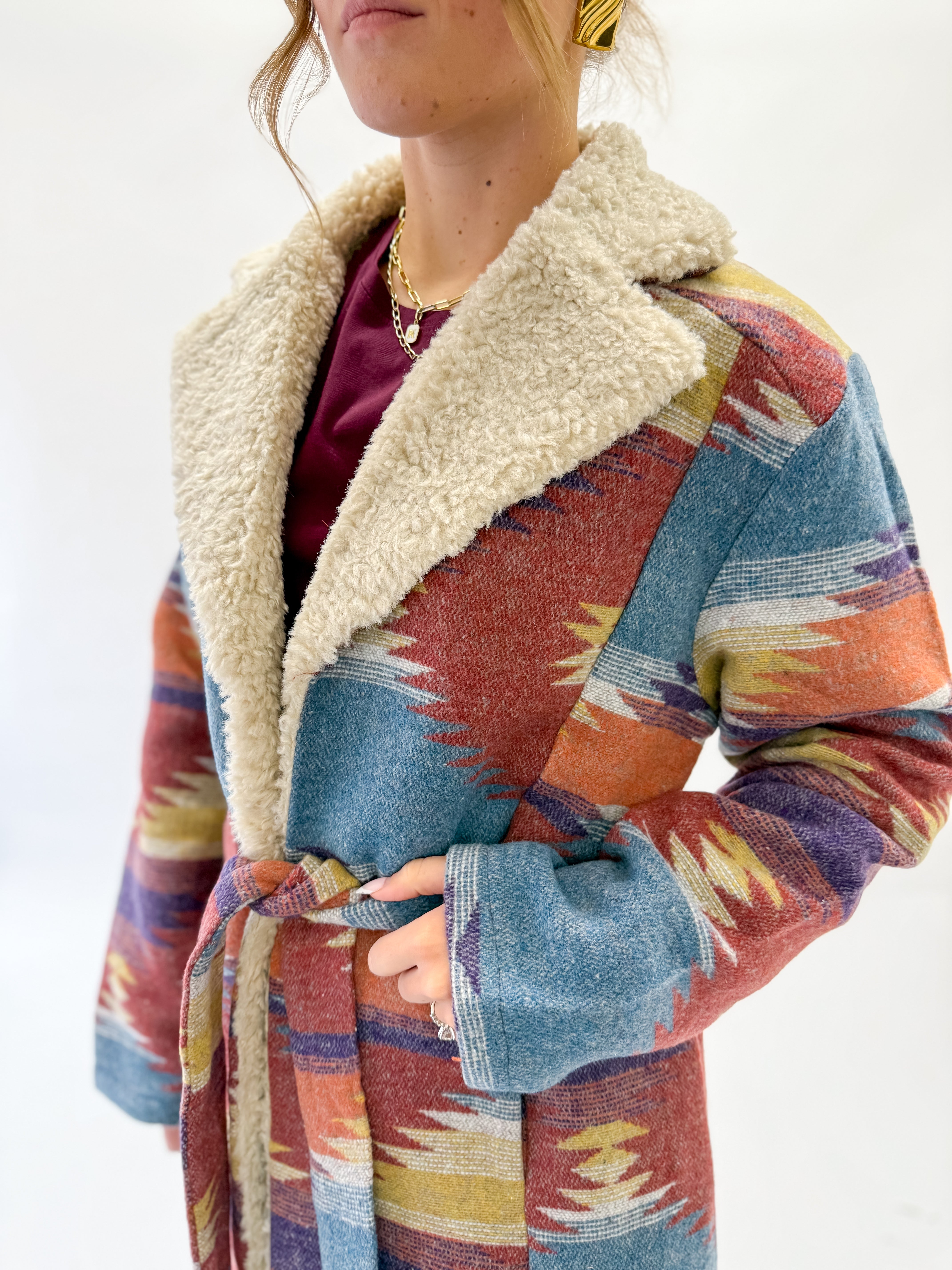 Ruby Belted Aztek Print Shacket