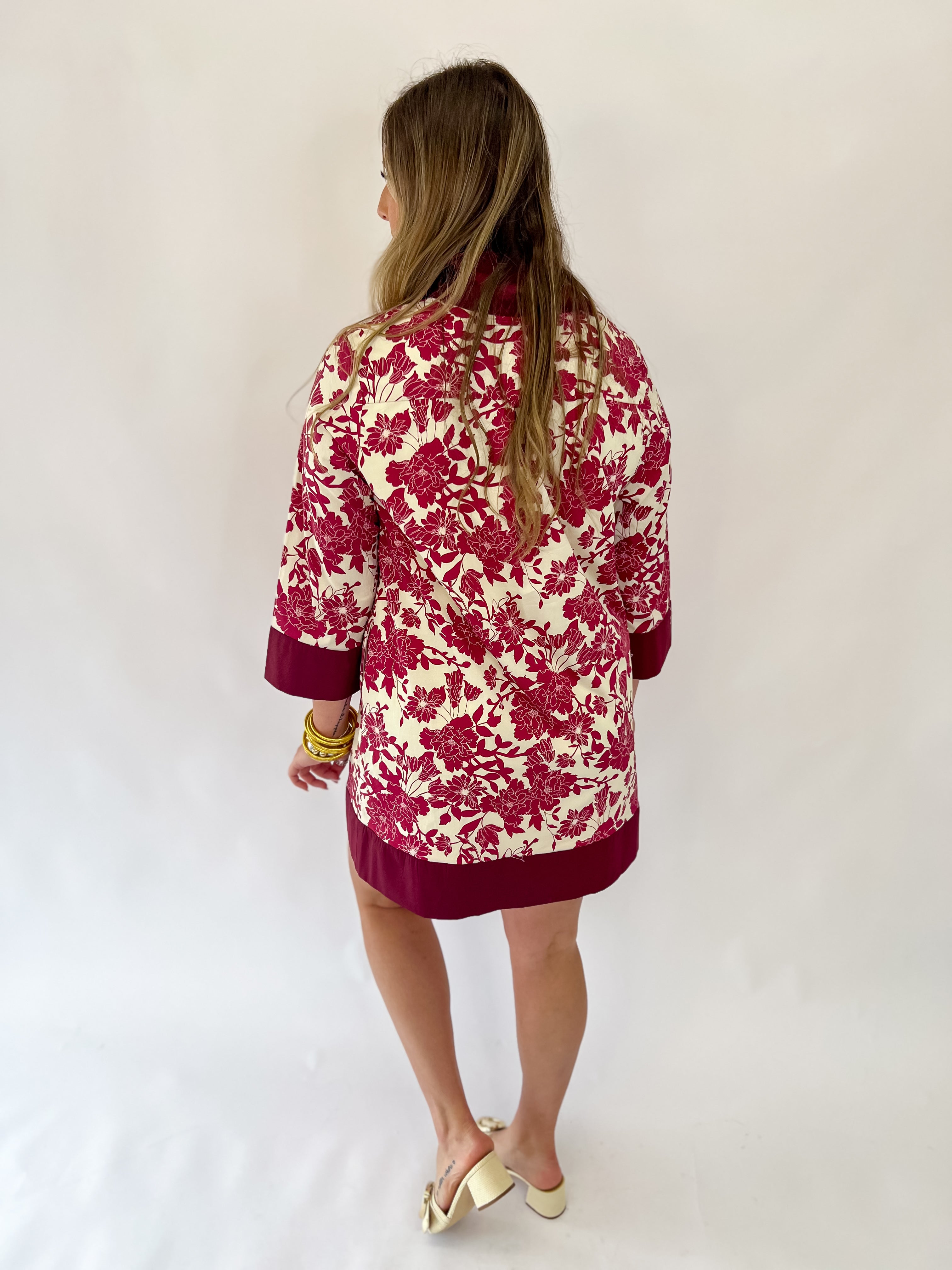 Fine Floral Burgundy Dress