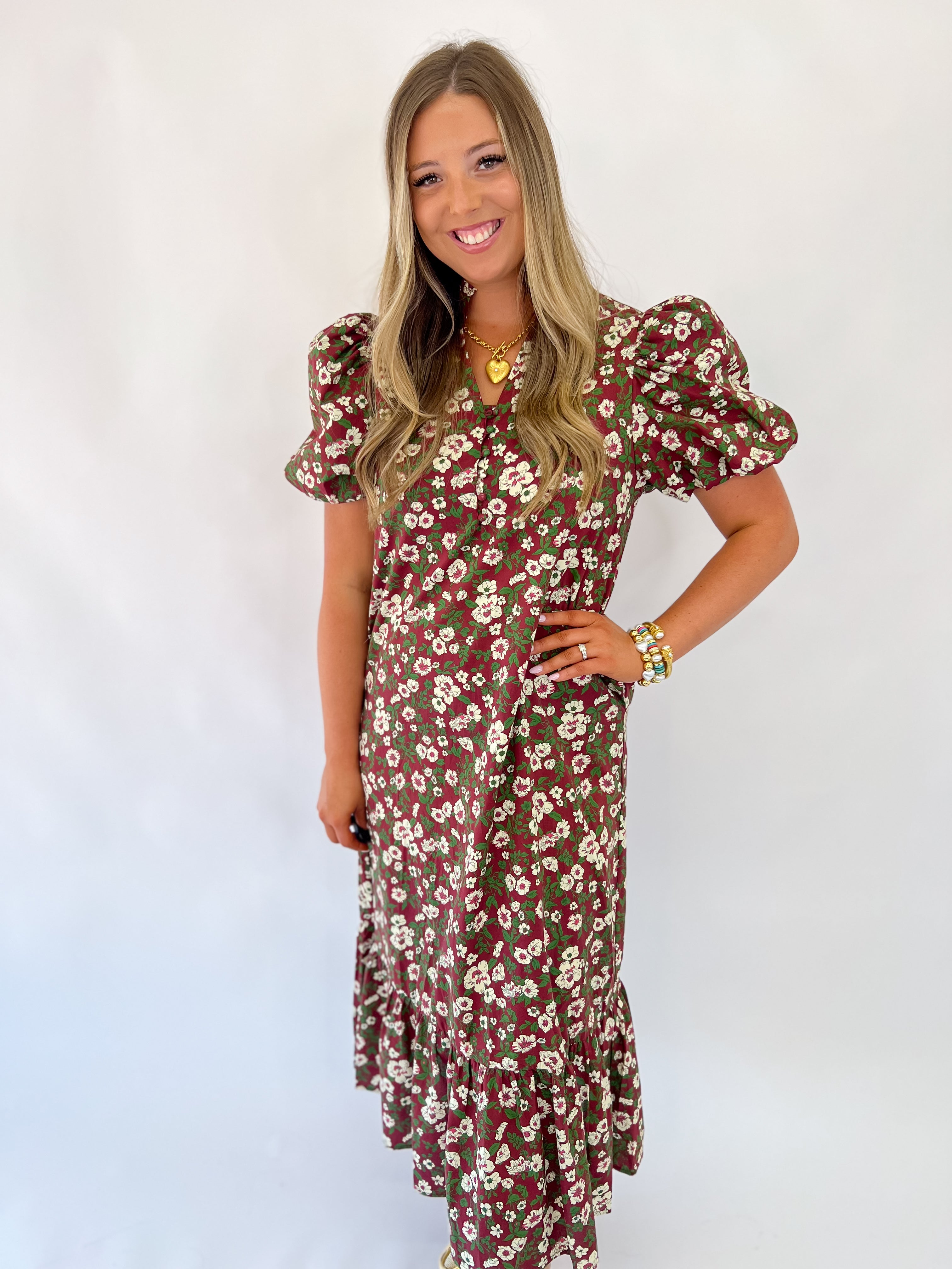 Floral and Vine Midi Dress