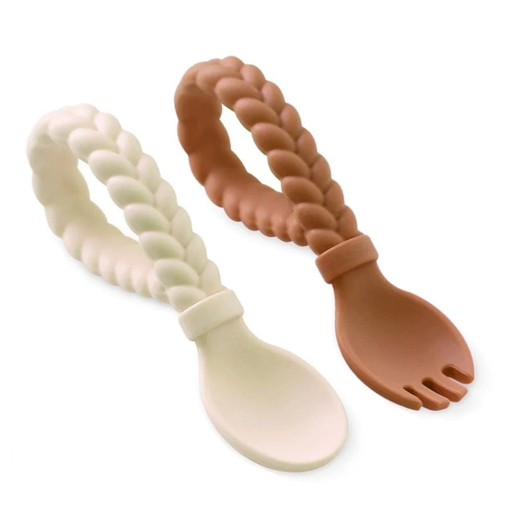 Sweetie Spoon and Fork Set - Buttercream and Toffee