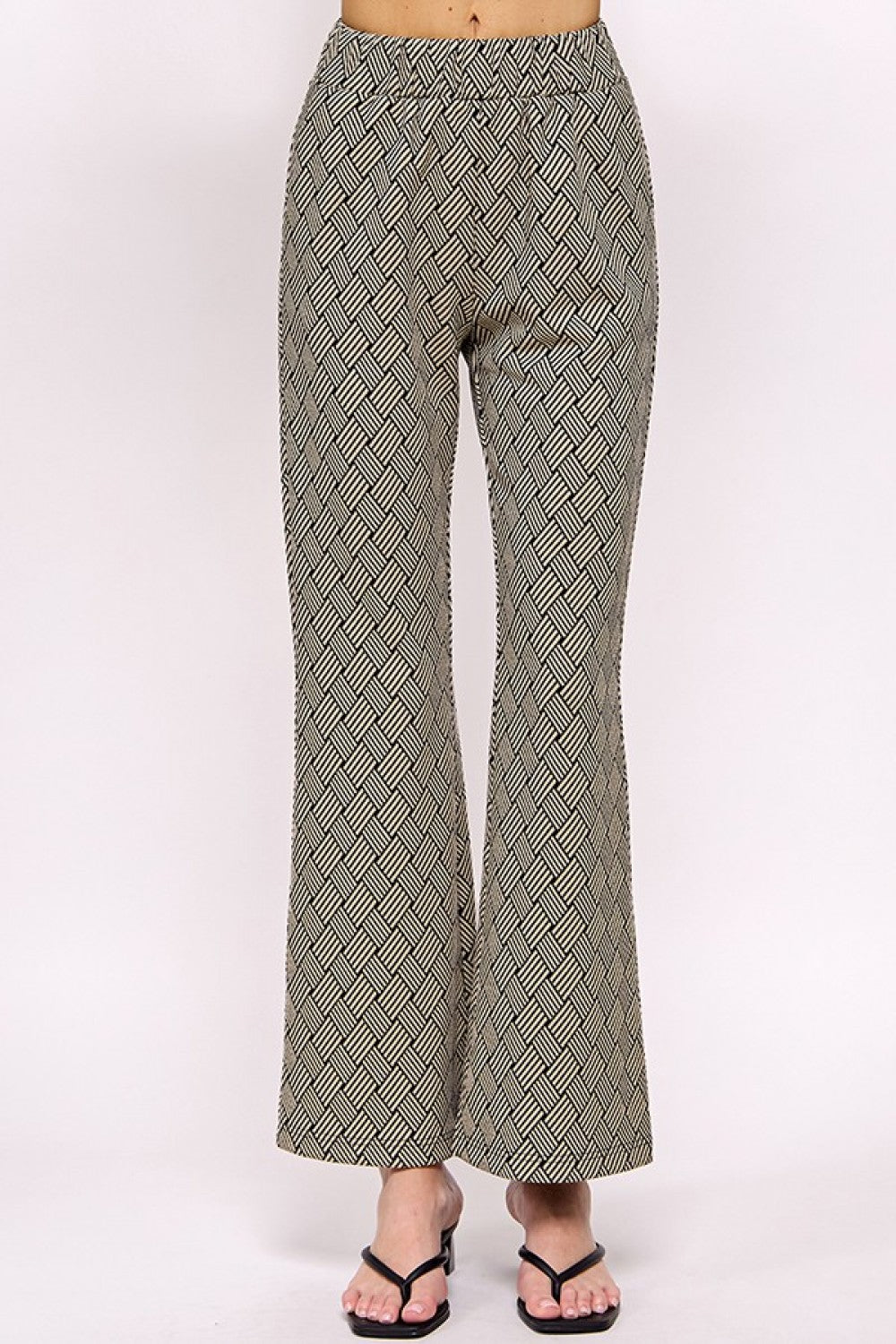 Textured Long Pants-Brown