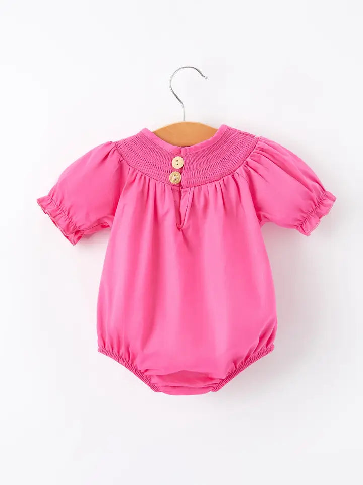 Girls Bow Hot Pink Romper