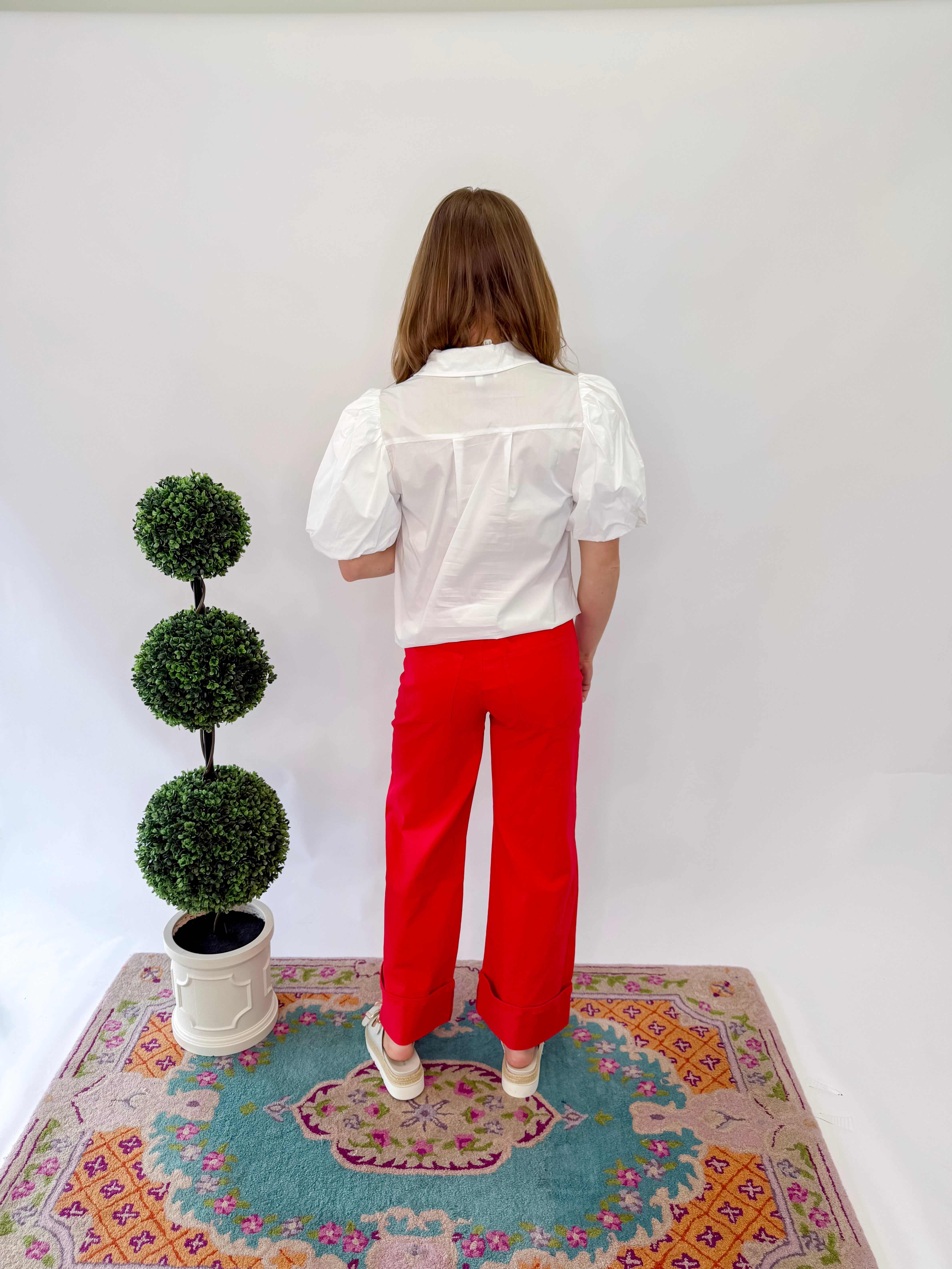 Harper Mid-Rise Flare Jeans - Red