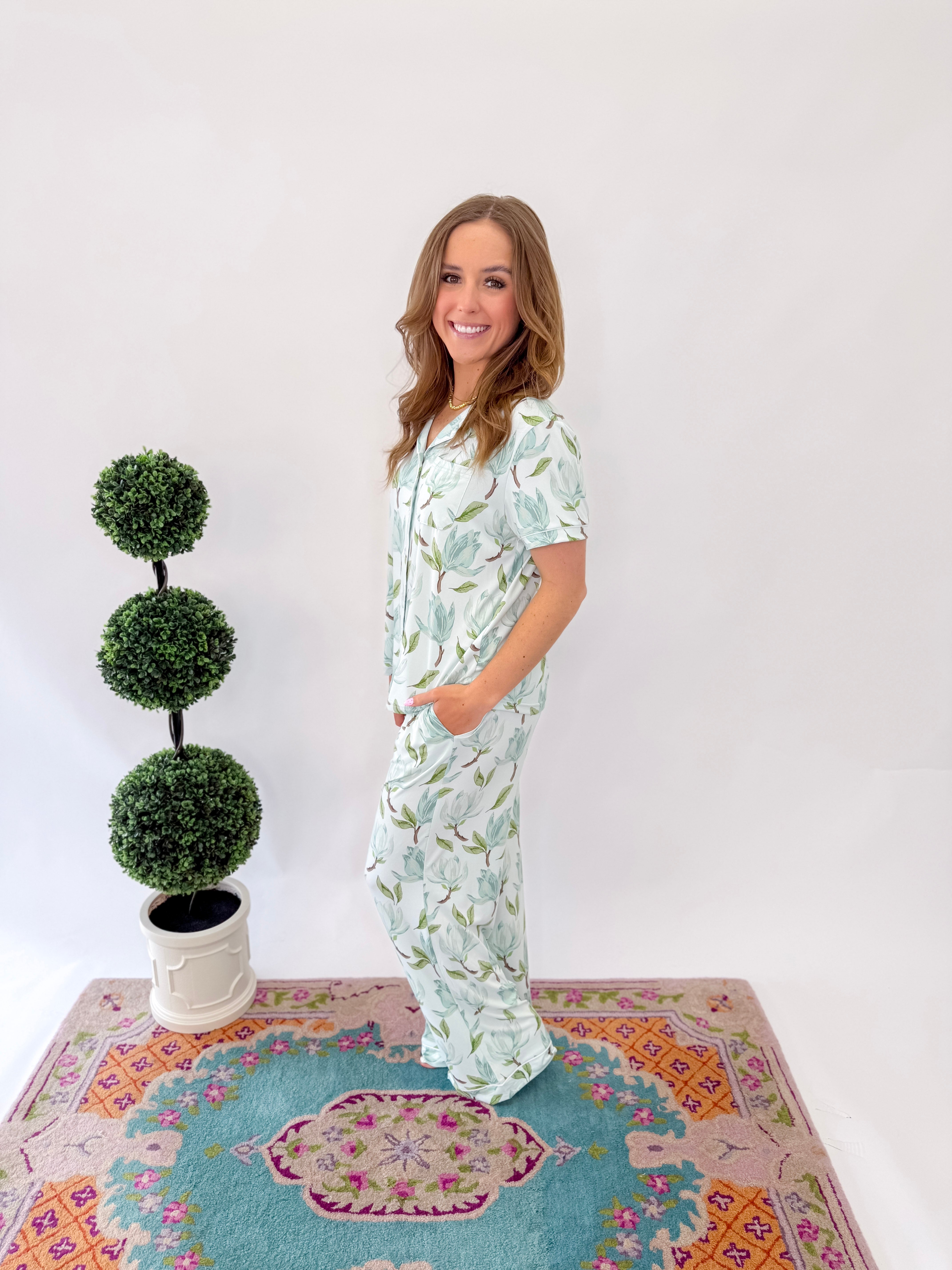 Audrey Short Sleeve Button Up Sleep Shirt  - Aqua