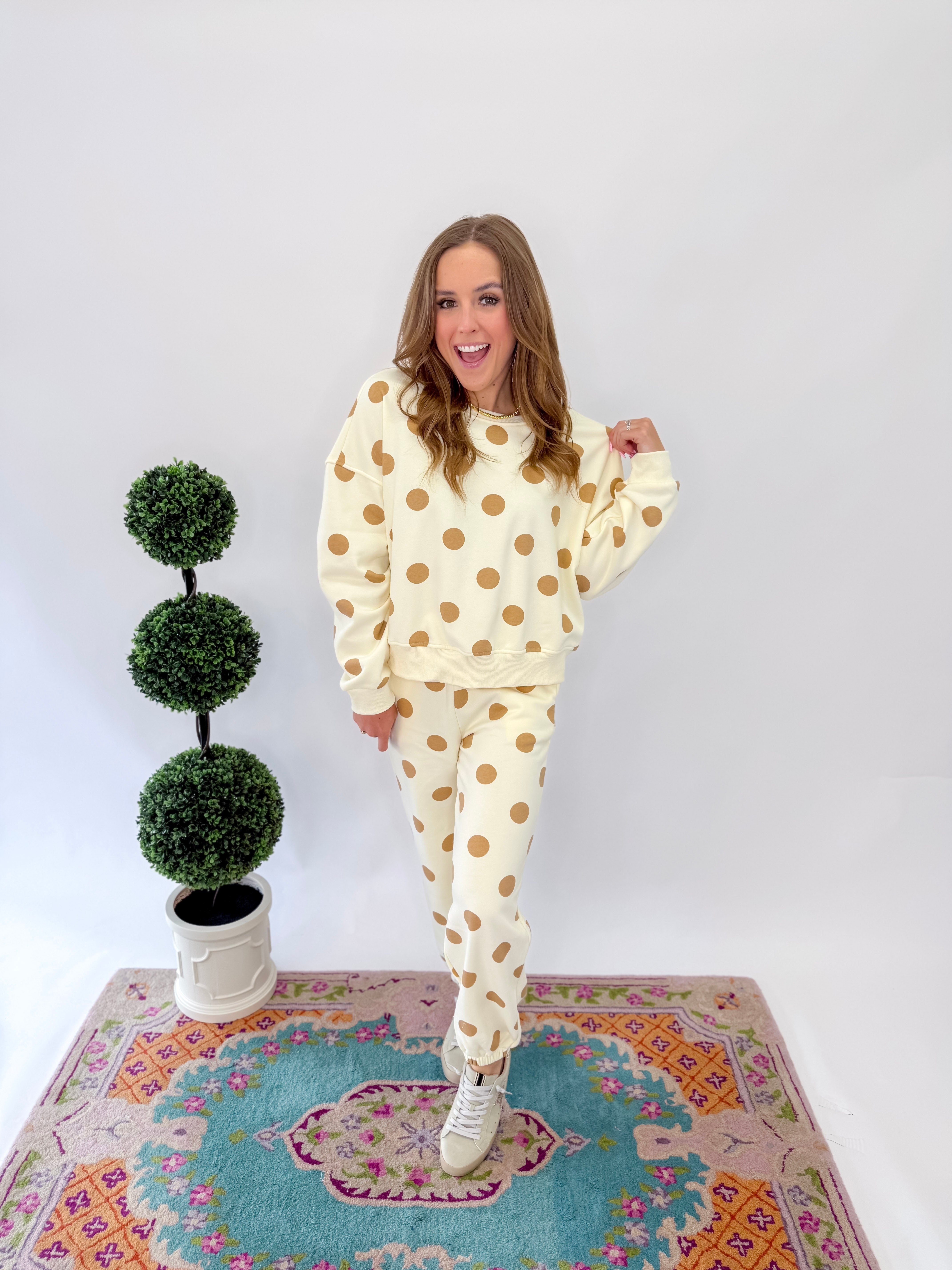 Blaire Polka Dot Crew Neck Sweatshirt