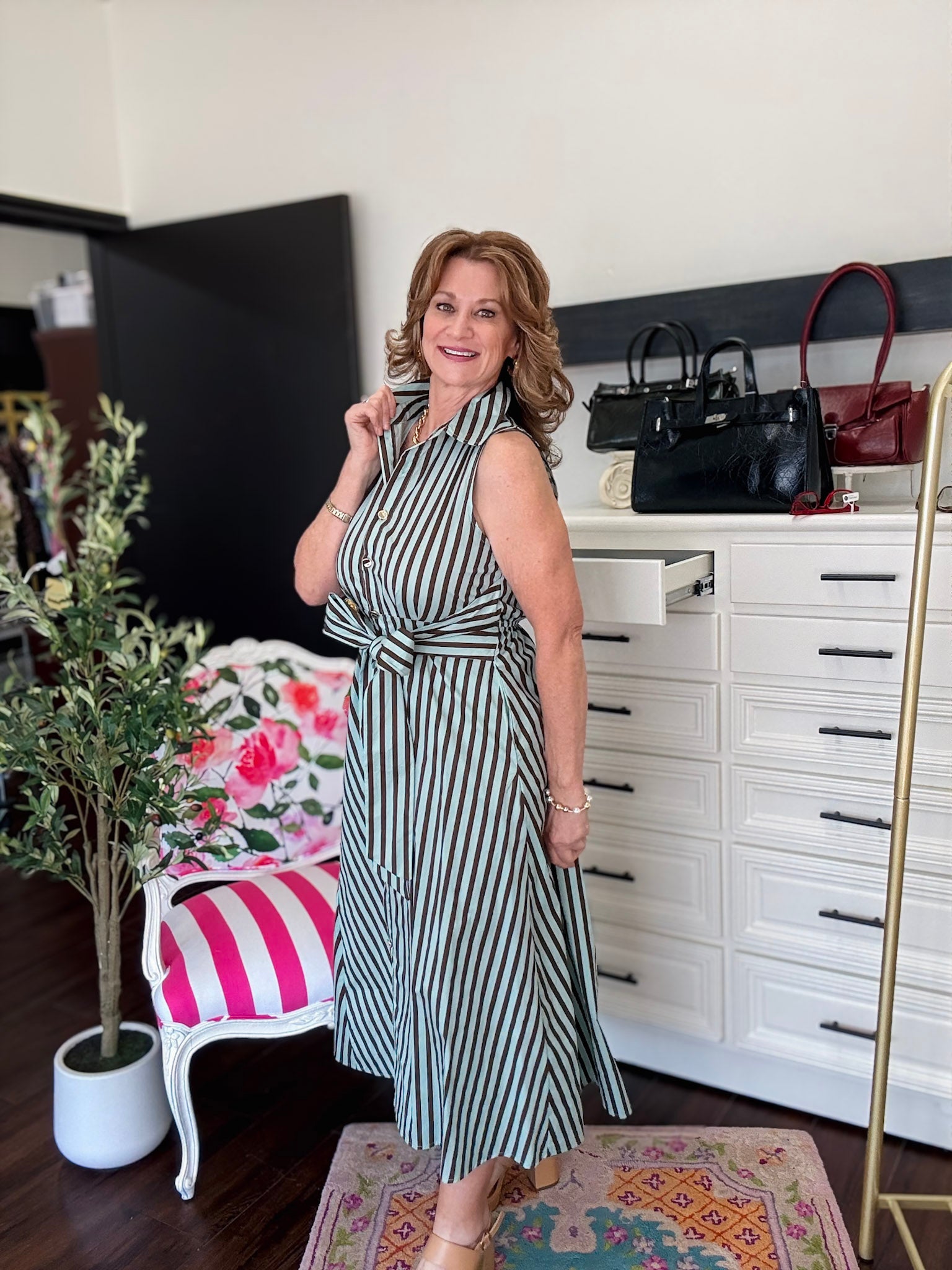 Perfect Stripe Midi Dress - Seafoam