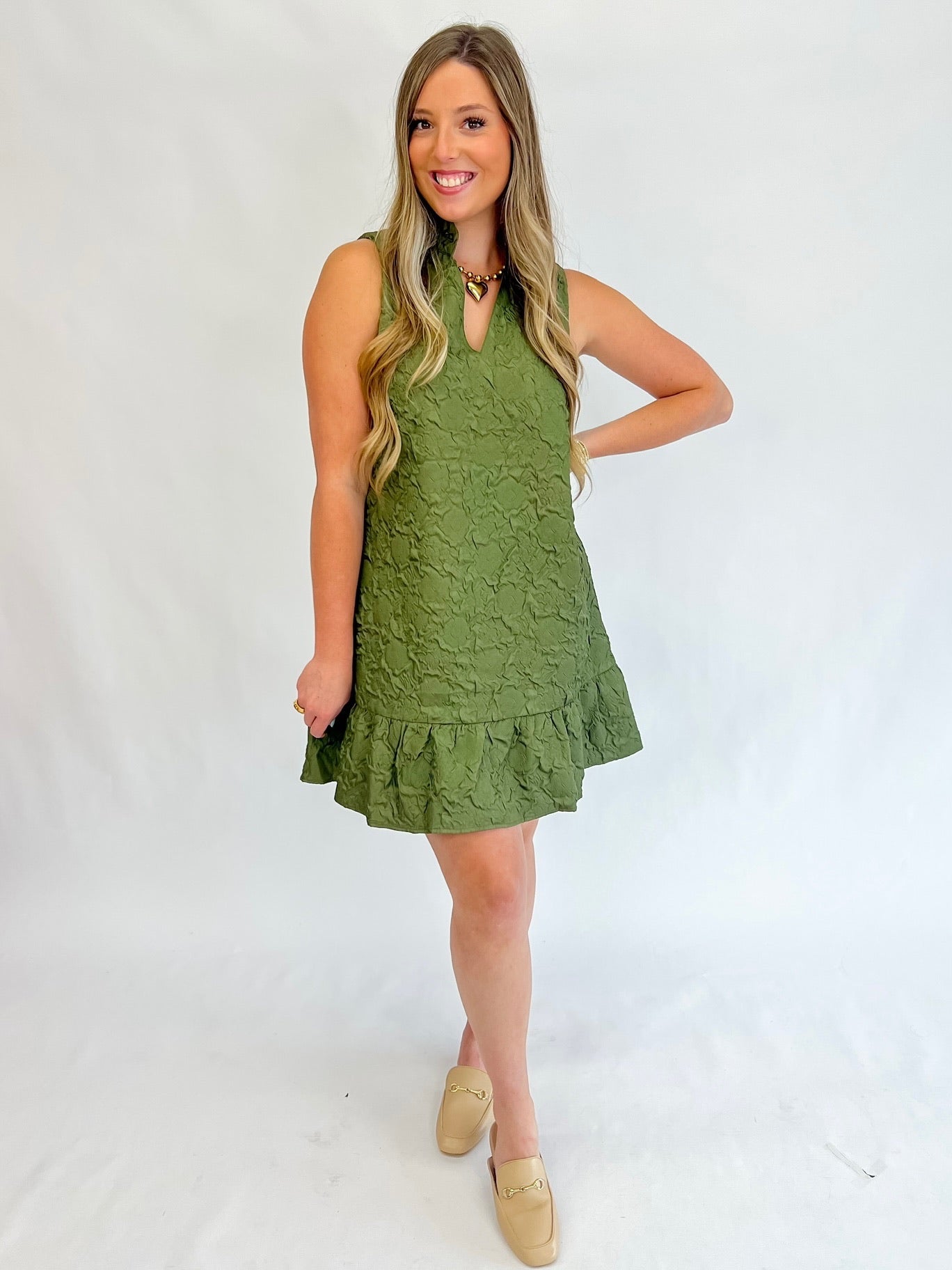 Olive sleeveless dress best sale