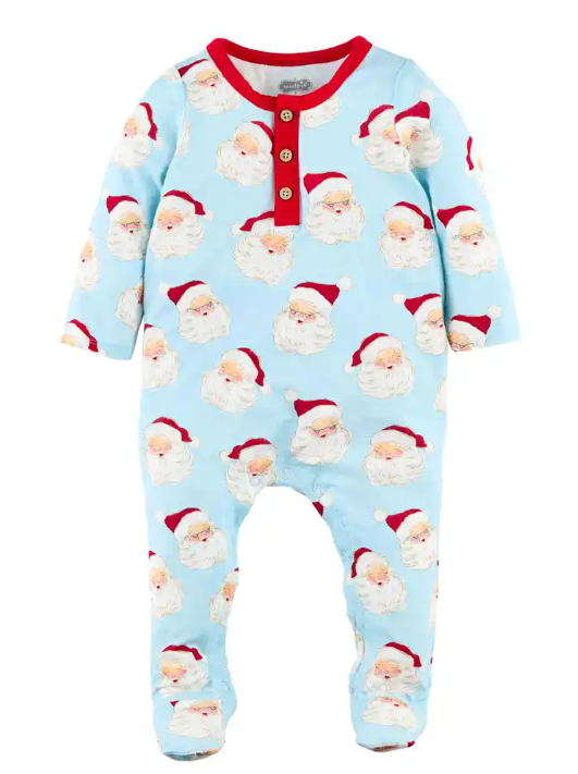 [Mud Pie] Blue Vintage Santa Baby Sleeper