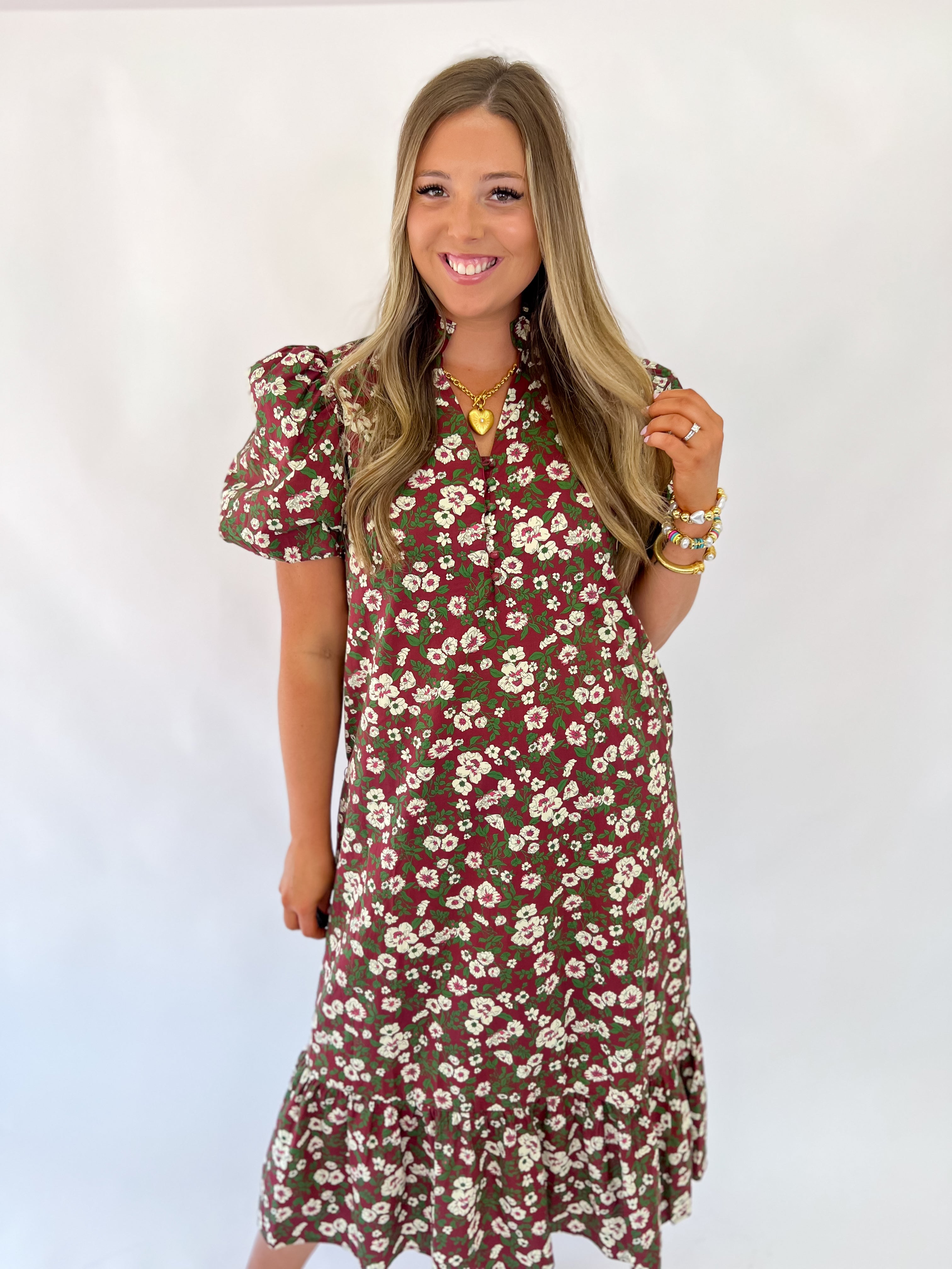 Floral and Vine Midi Dress