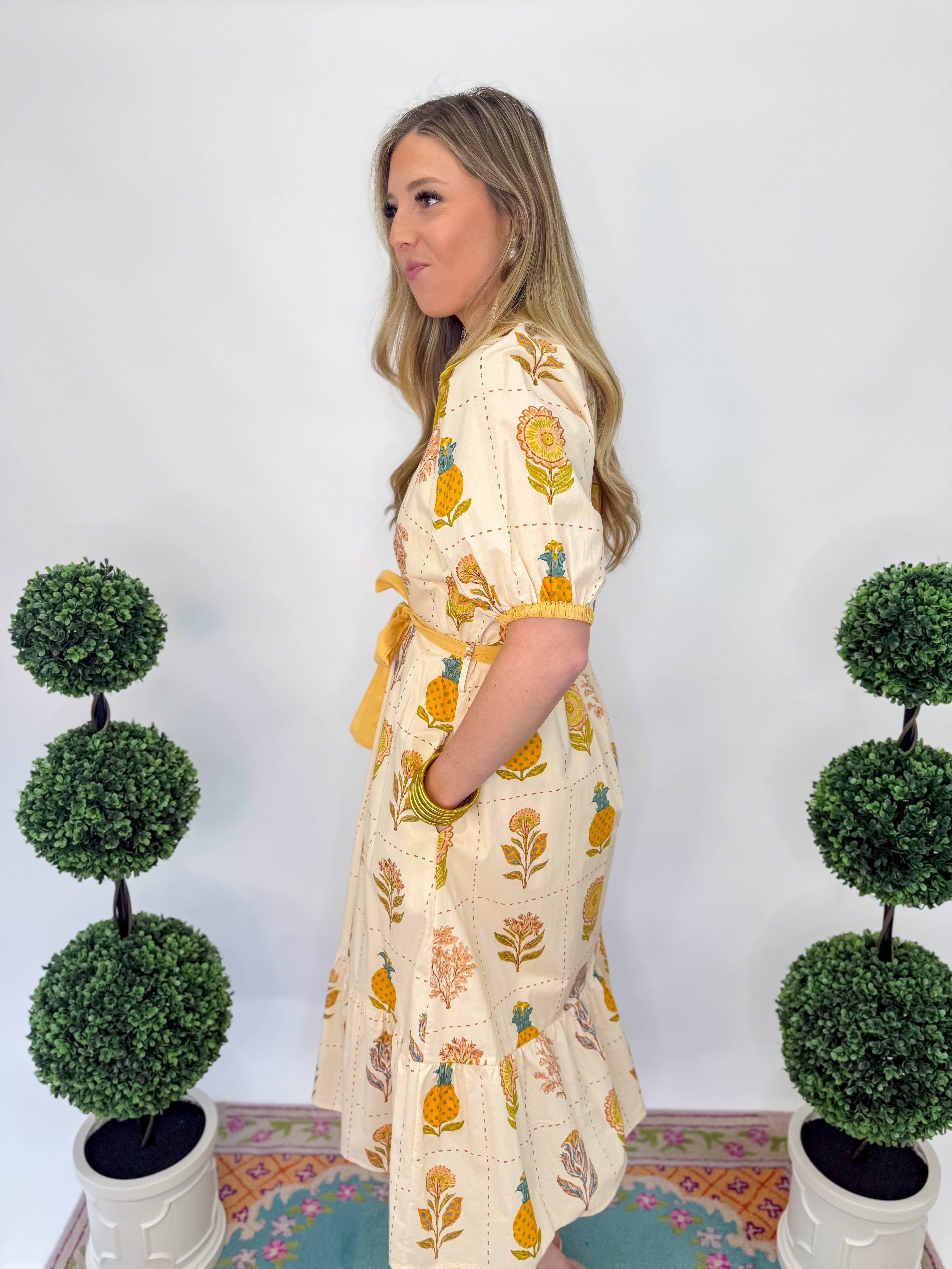 In The Garden Midi Dress - Ecru