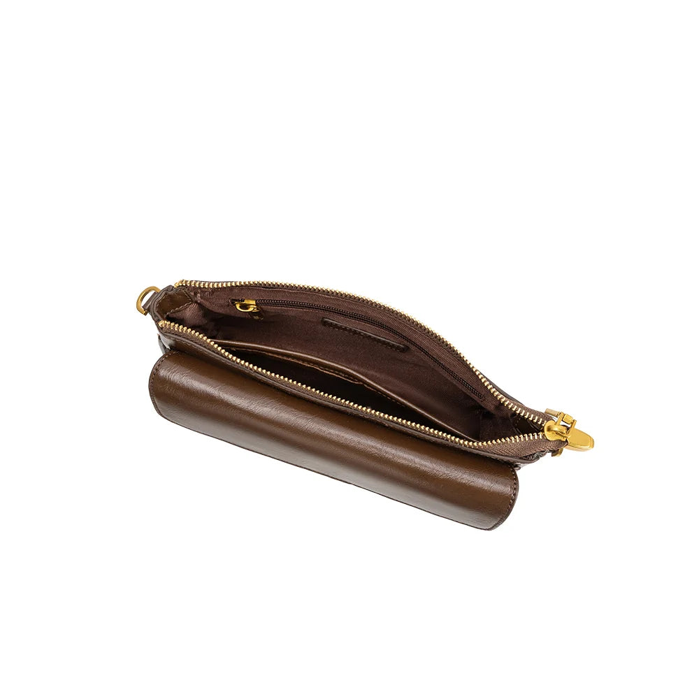 Aria Vegan Leather Shoulder Bag-Espresso