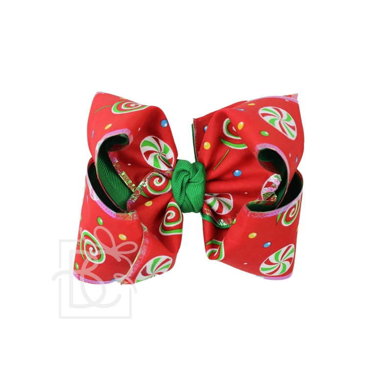 {Beyond Creations} Layered Lollipop Christmas Clip Bow-Large-Red/Emerald