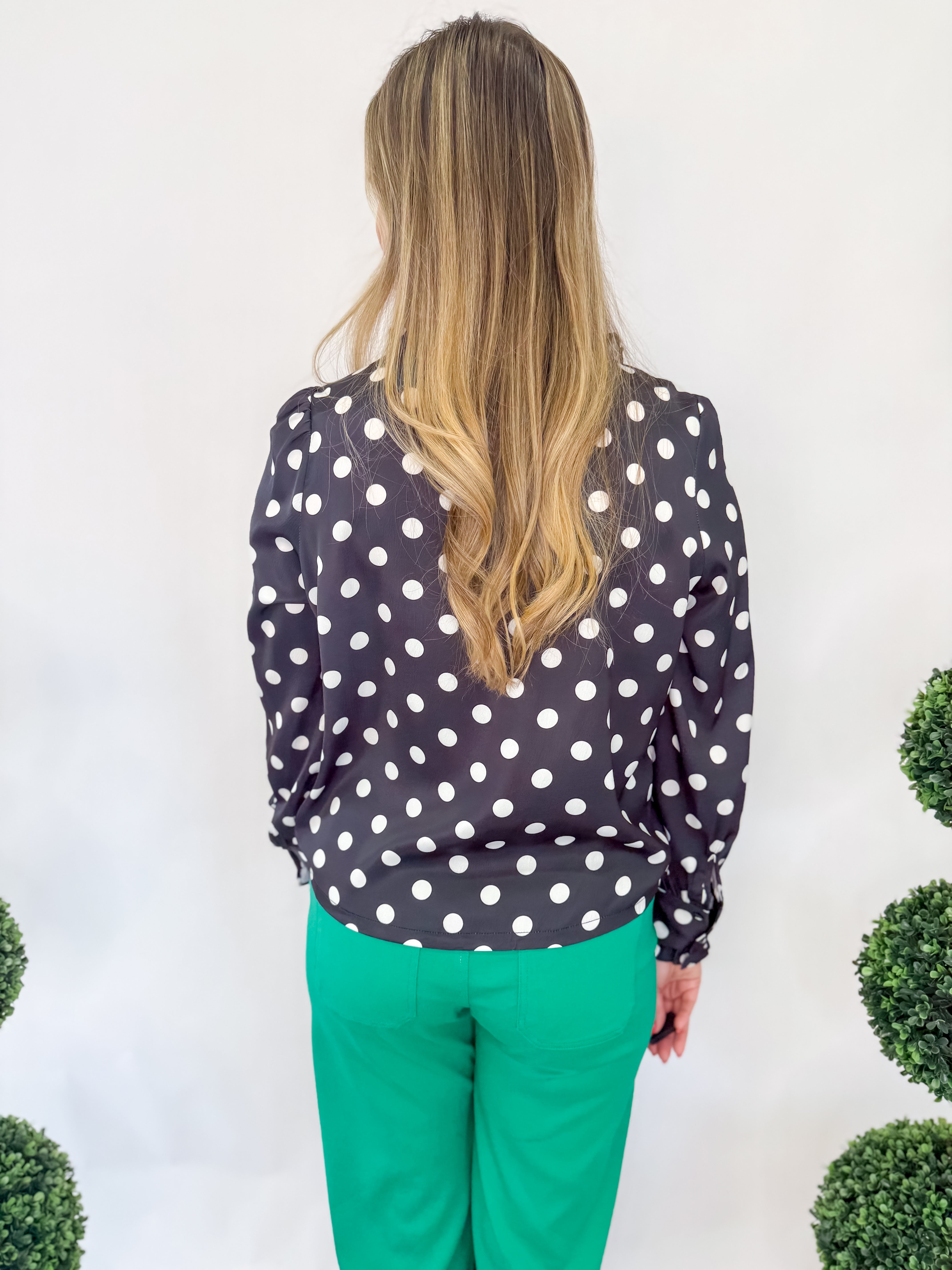 Margot Polka Dot Button Down - Black
