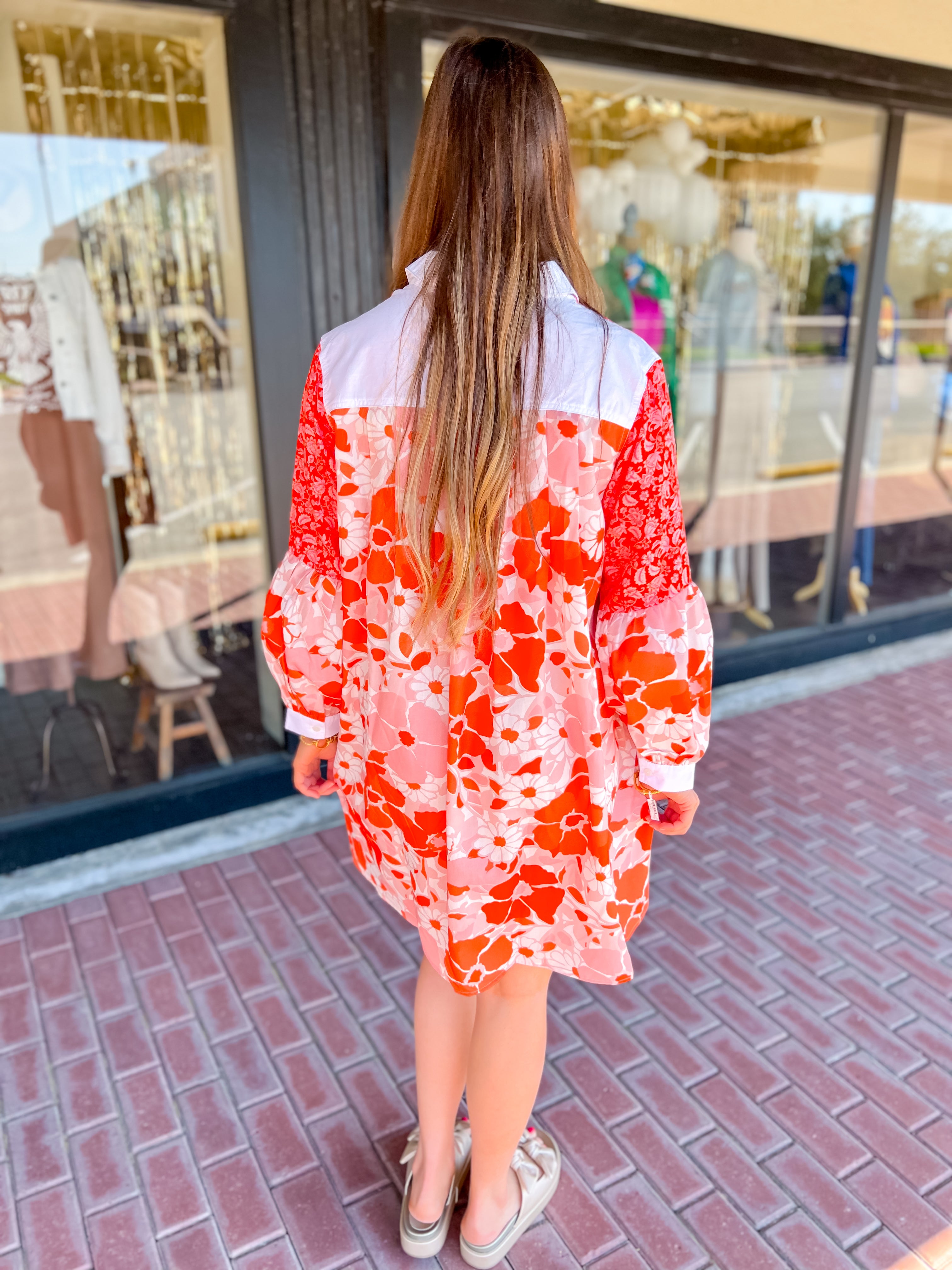 Orange Crush Floral Button Down Dress