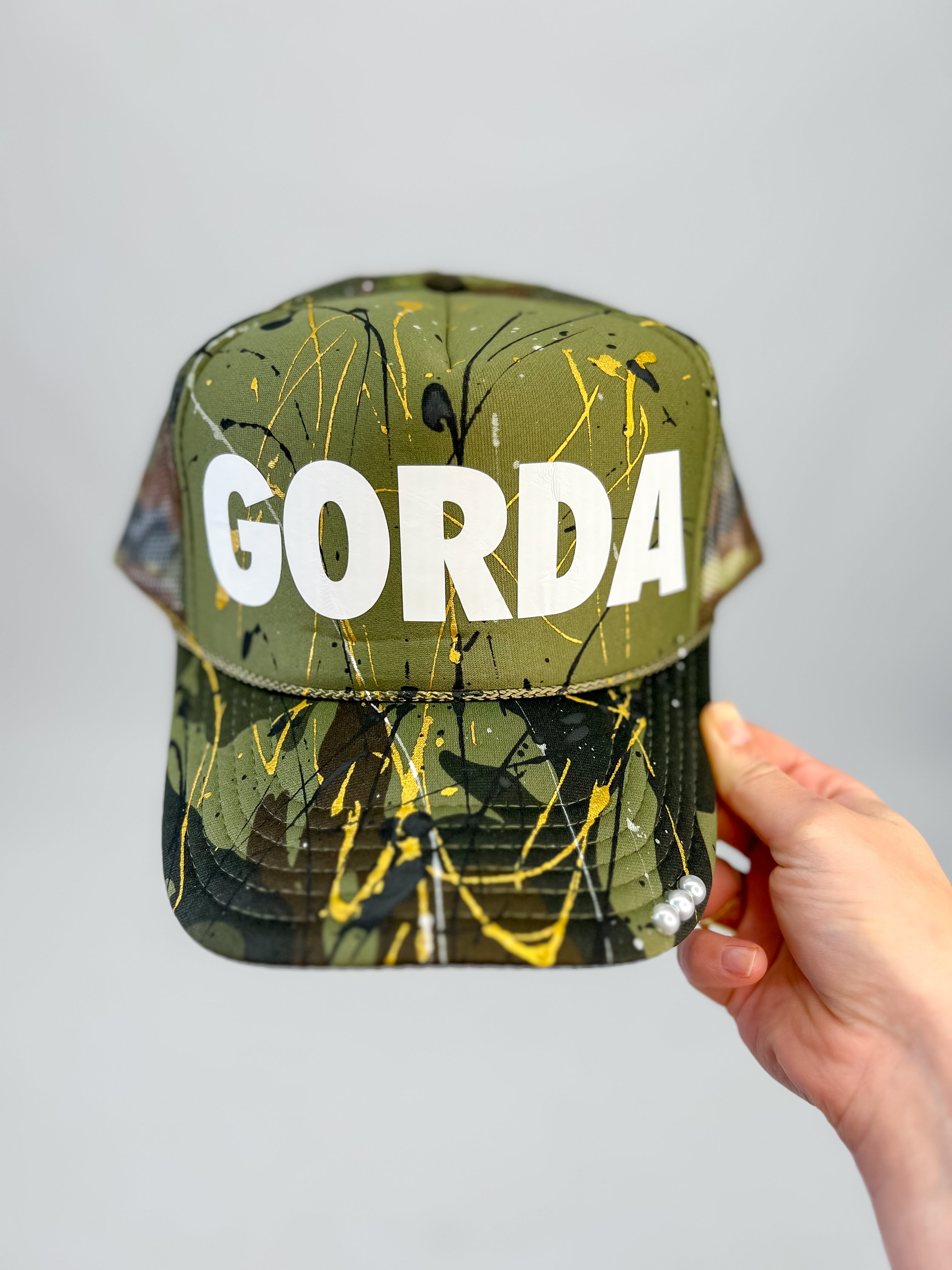 GORDA Vinyl White Camo Splatter Paint Cap