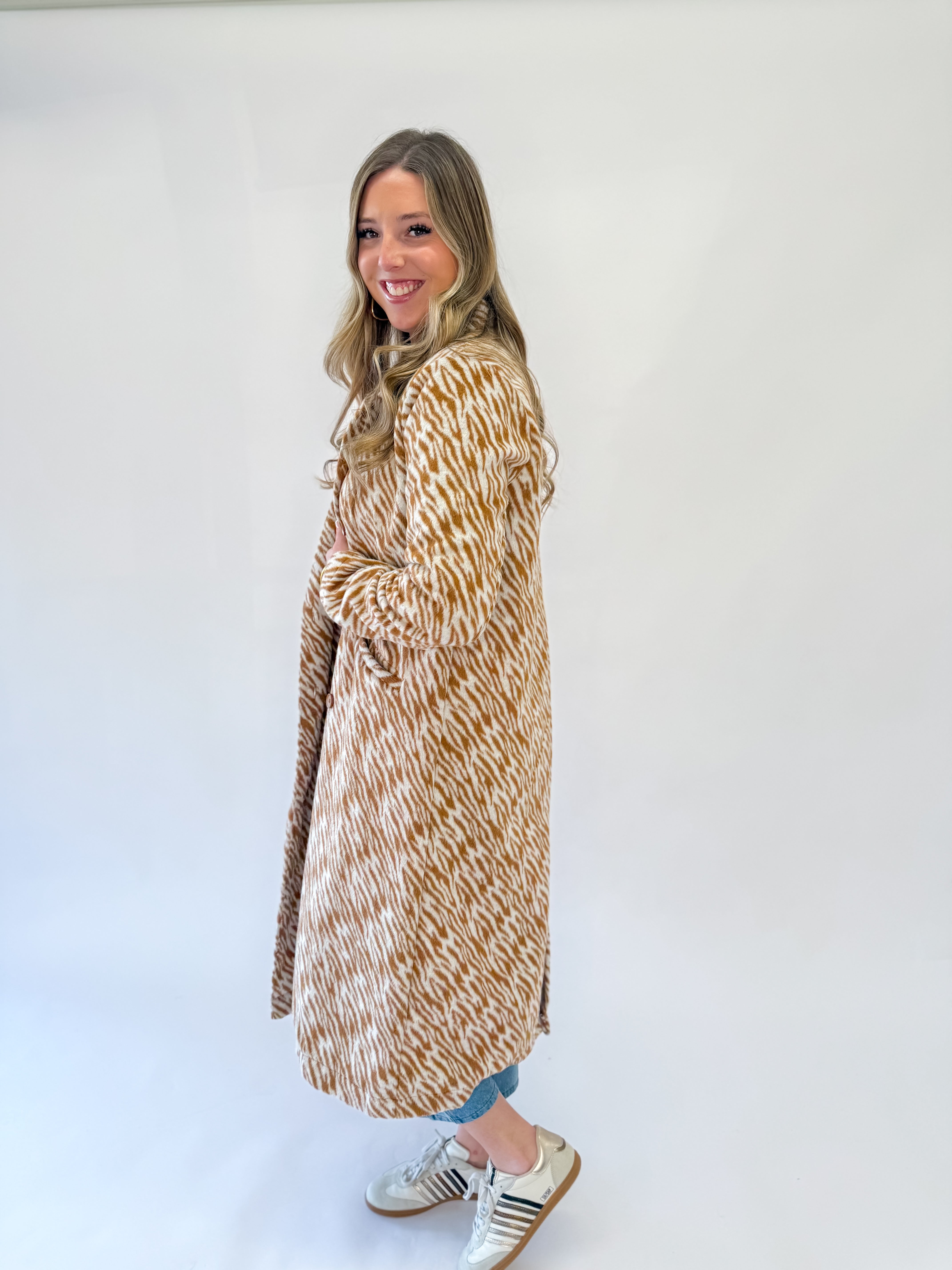 Be Fearless Zebra Long Coat-Camel