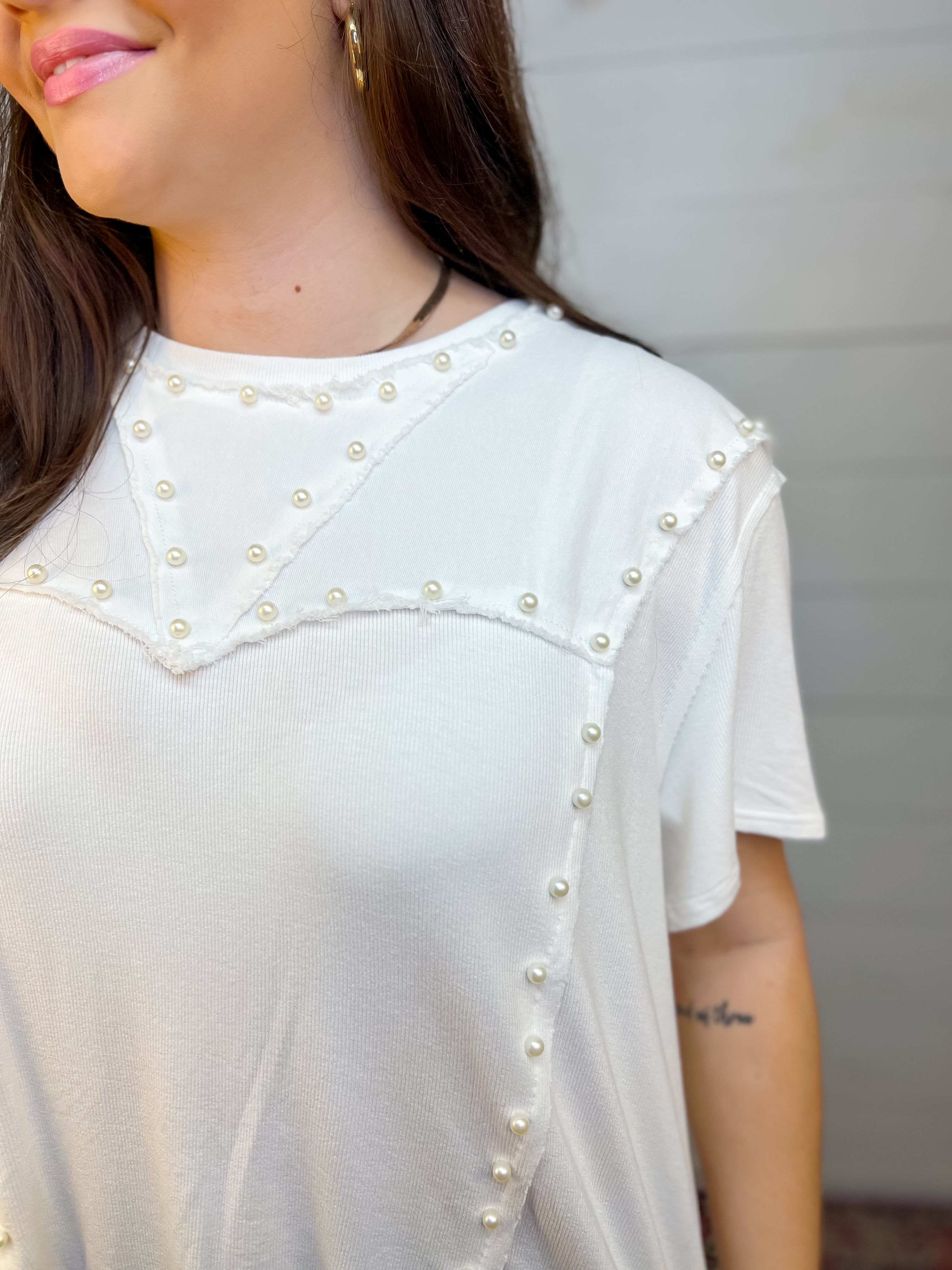 [POL] Pearl Knit Top-Off White