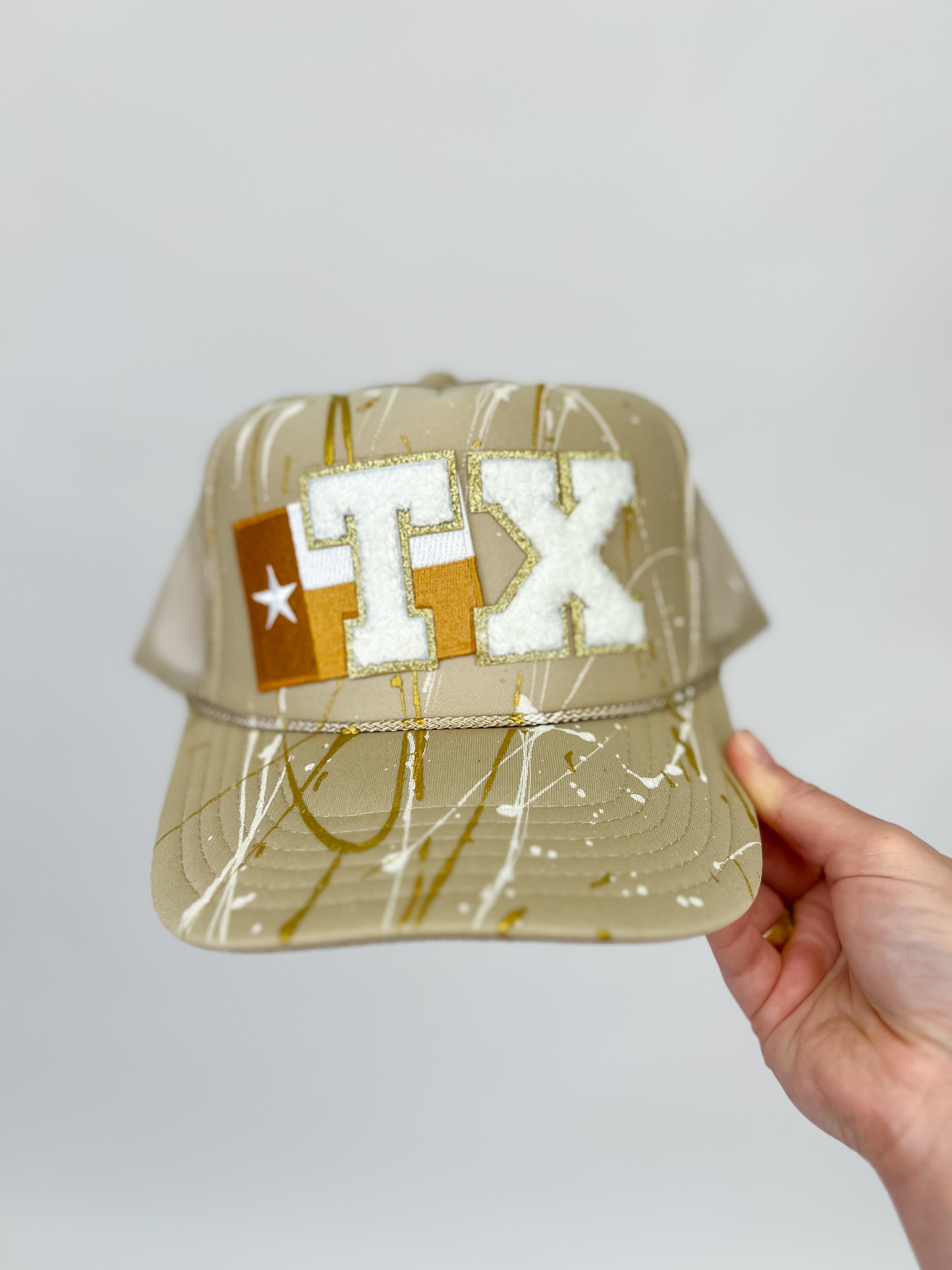 TX With Orange Flag Splatter Paint Cap