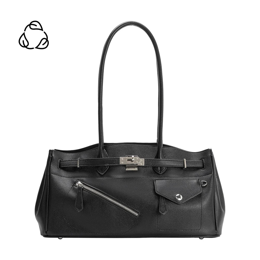 Rocky Vegan Leather Shoulder Bag-Black