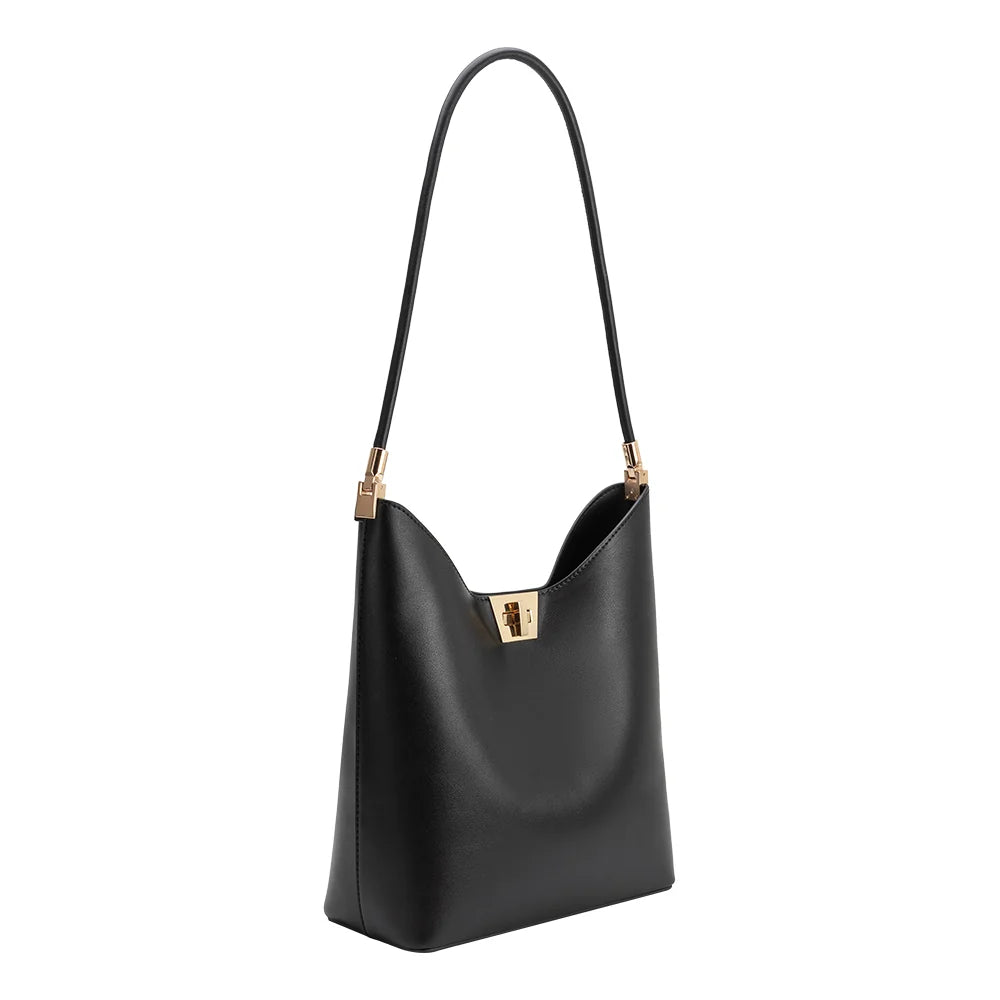 Billie Vegan Leather Tote Bag-Black