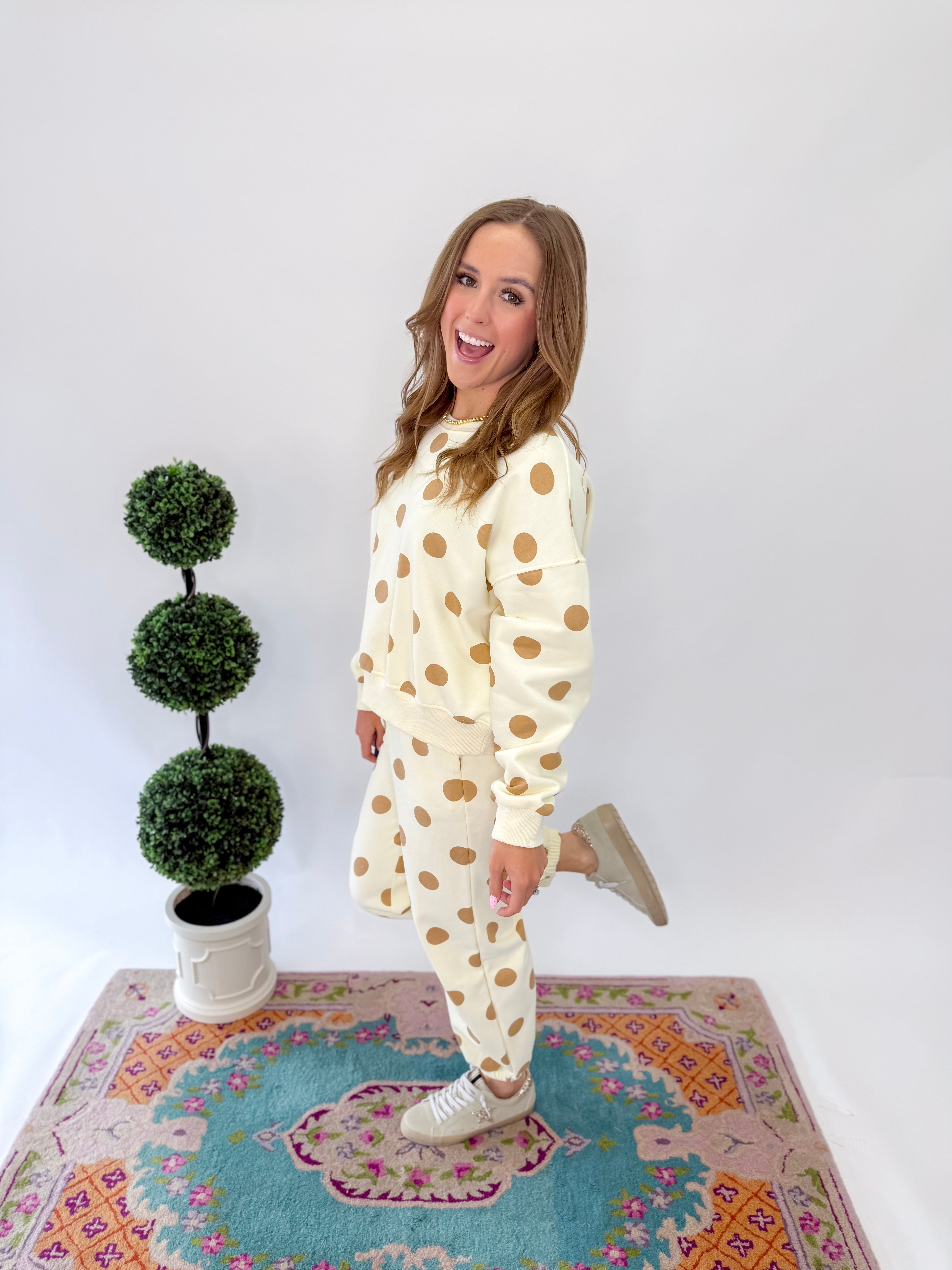 Blaire Polka Dot Crew Neck Sweatshirt