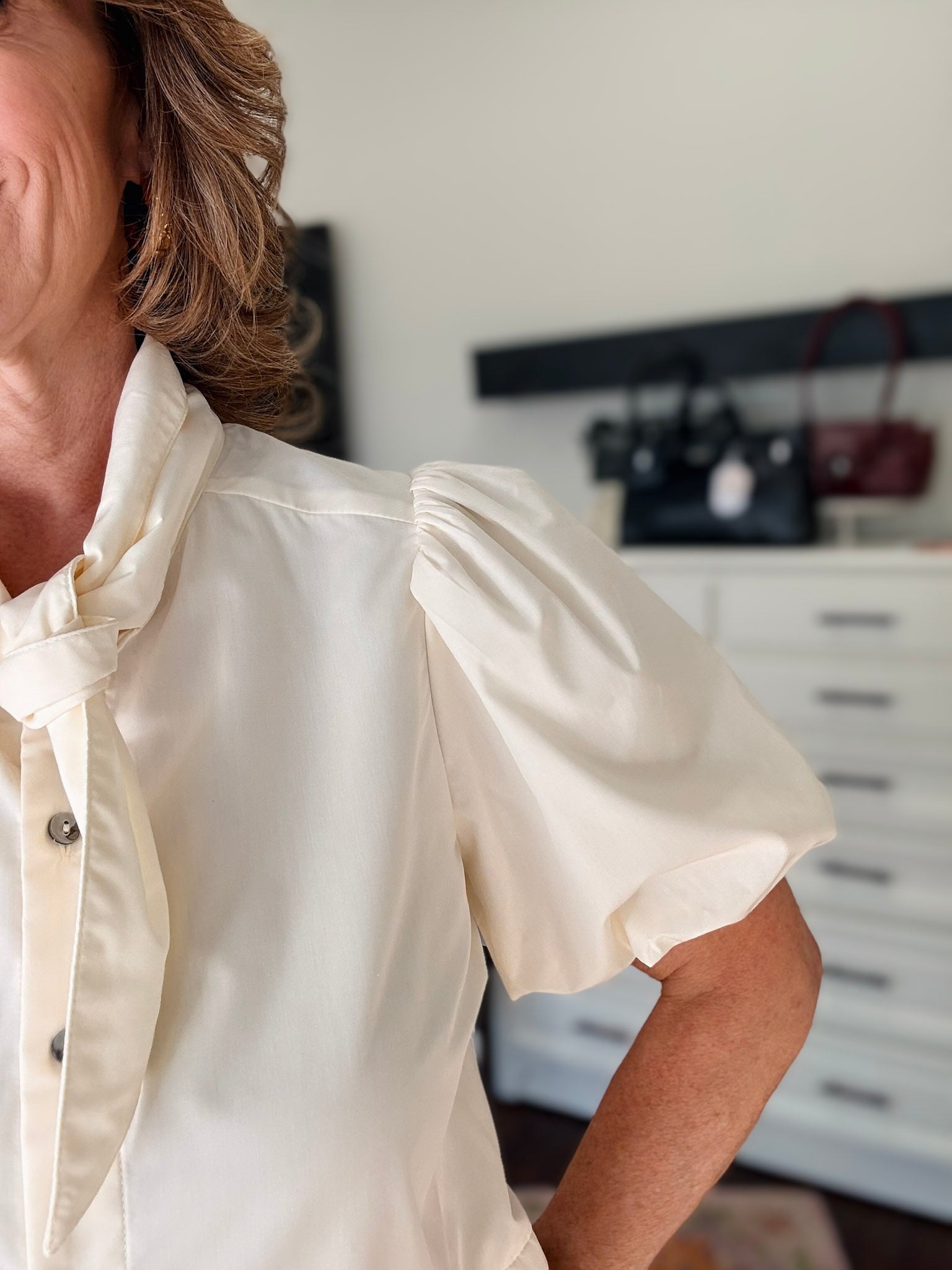 Classic Peplum Top - Cream