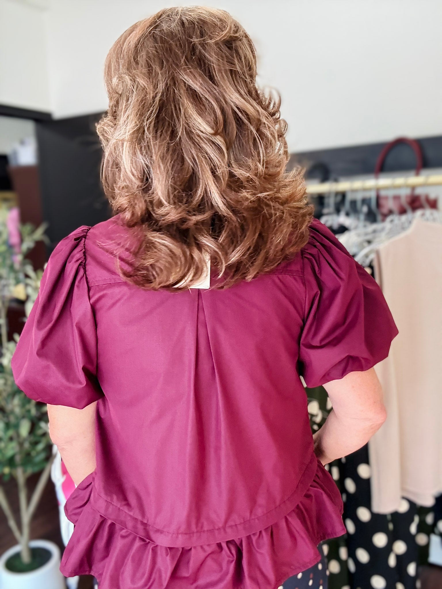 Classic Peplum Top - Burgundy