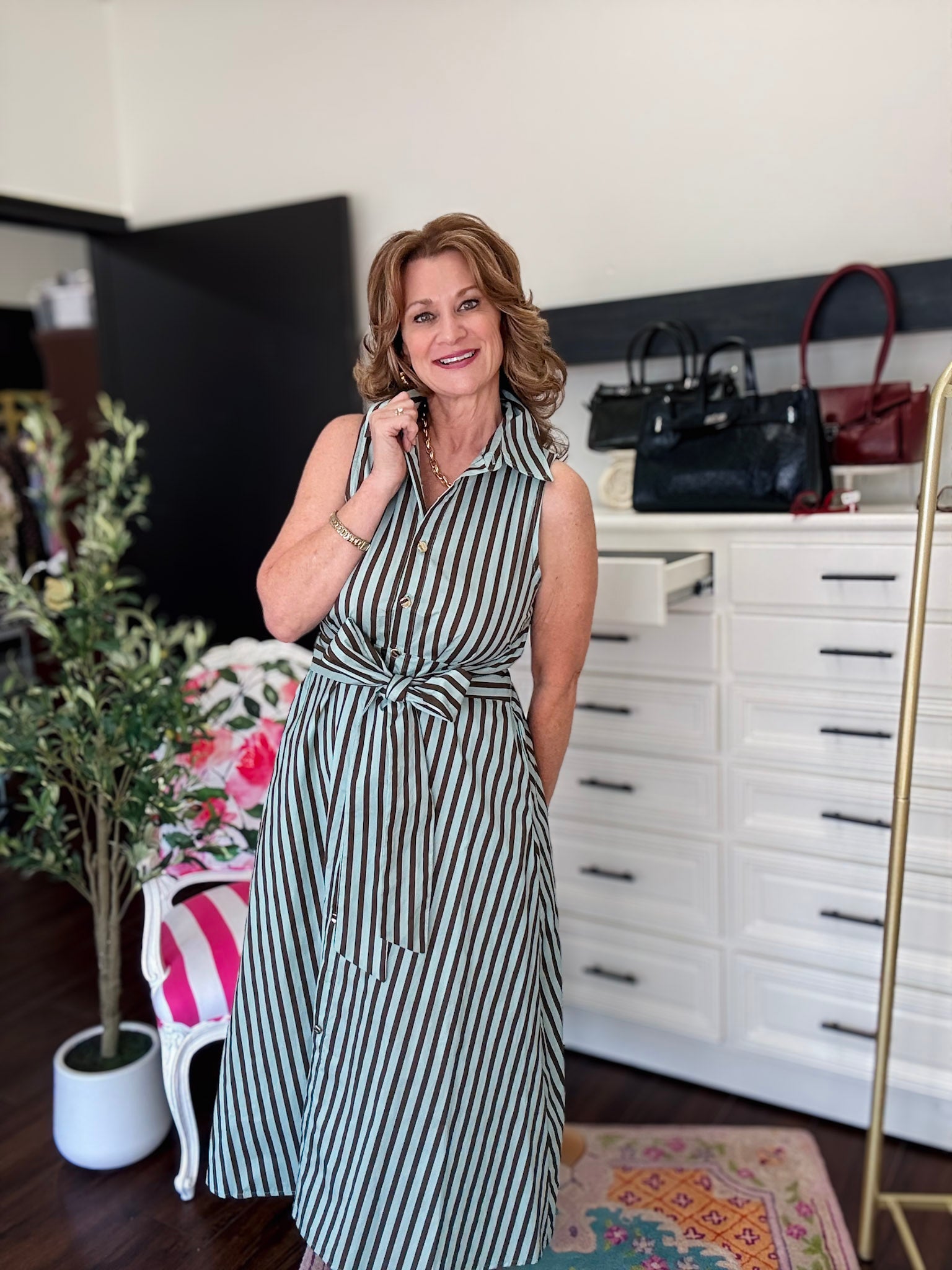 Perfect Stripe Midi Dress - Seafoam