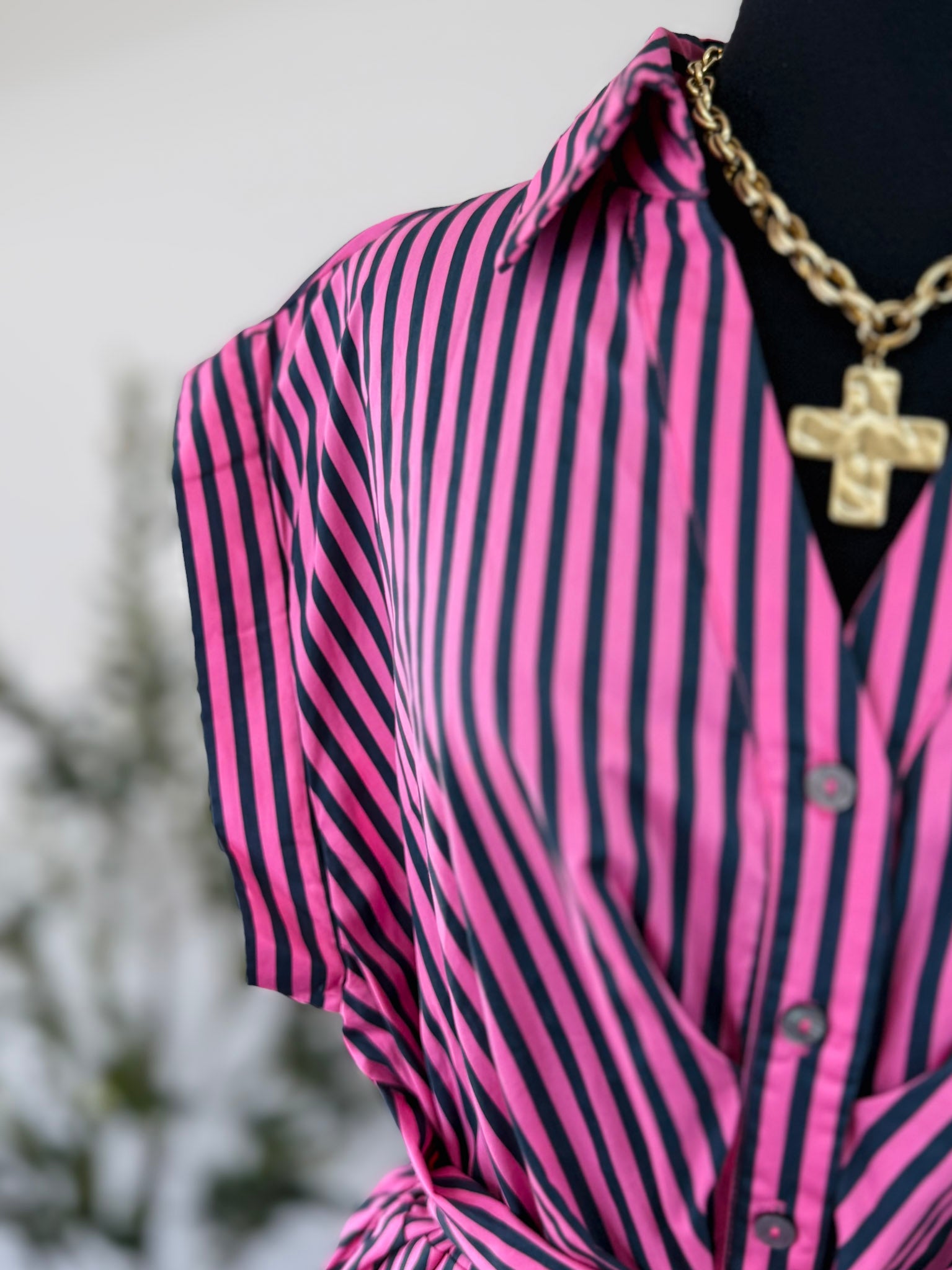 [Plus] Pink Stripe Dress