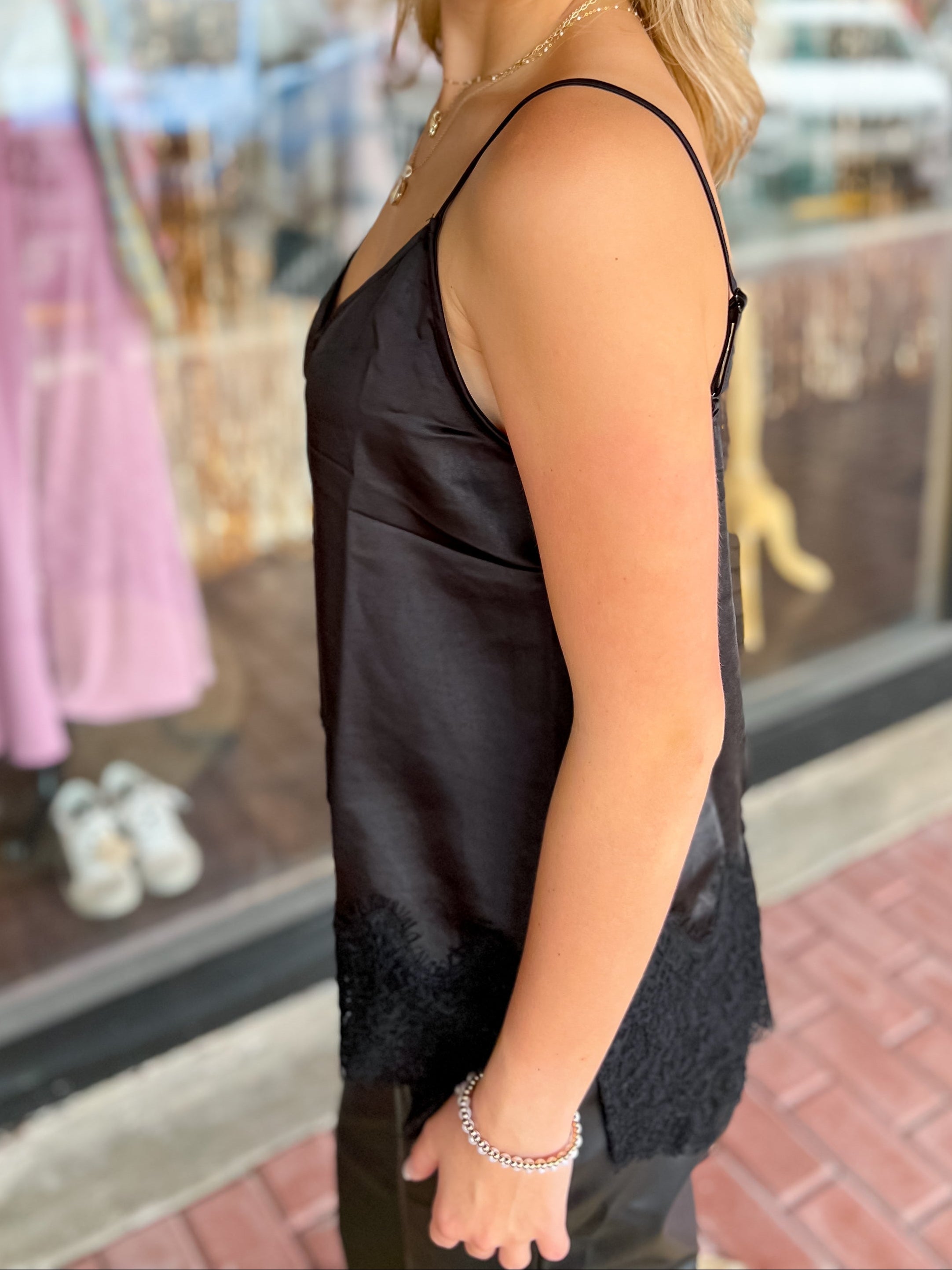 Oh So Fine Lace Cami-Black
