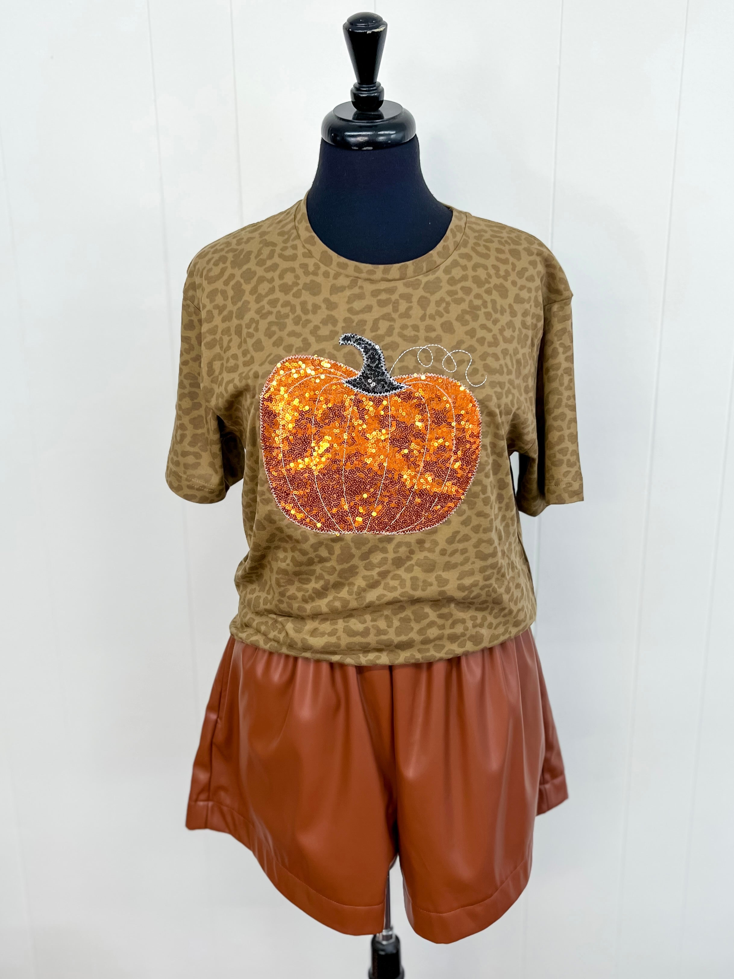 Fall Leopard Pumpkin Tee