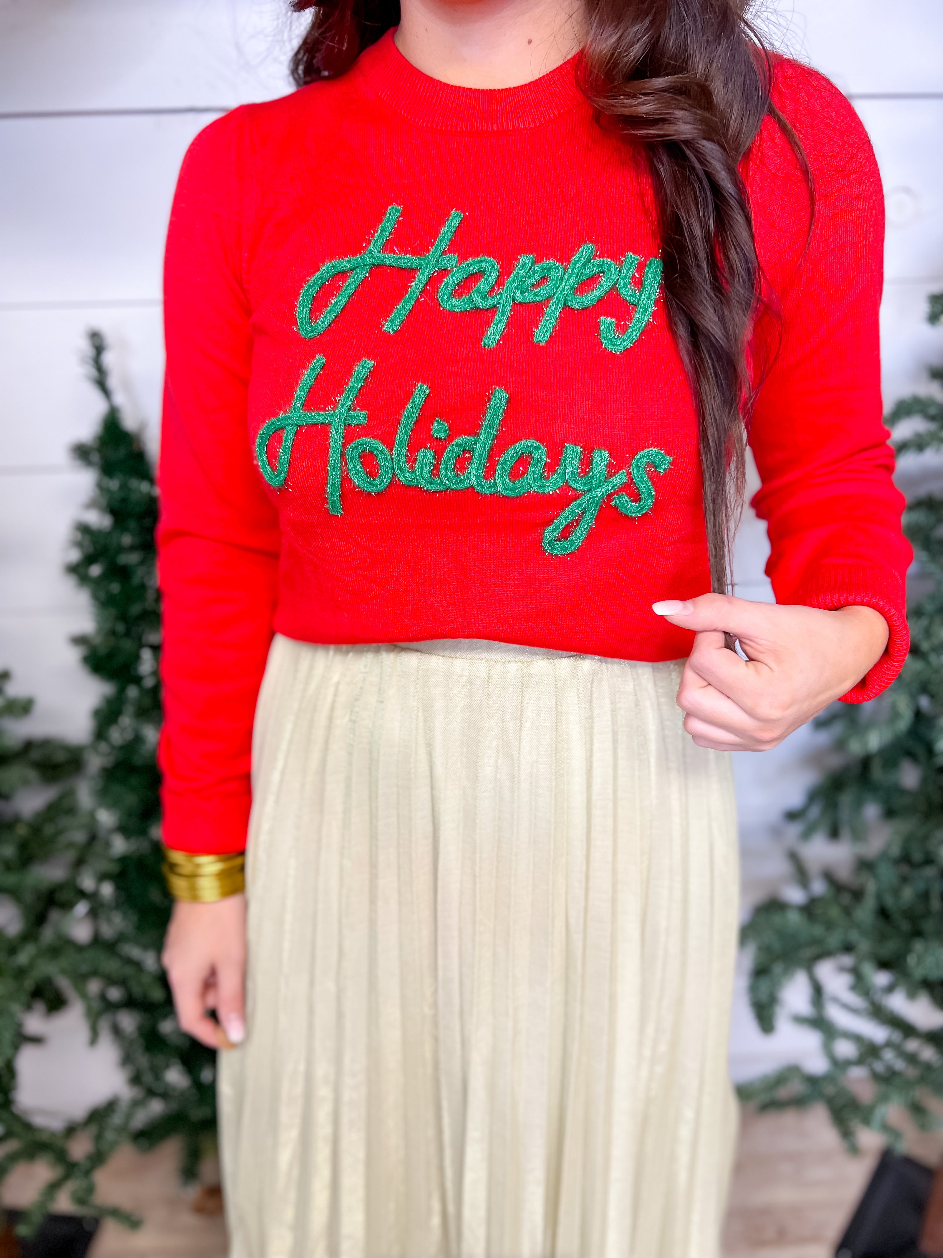 Happy Holidays Sweater-Red