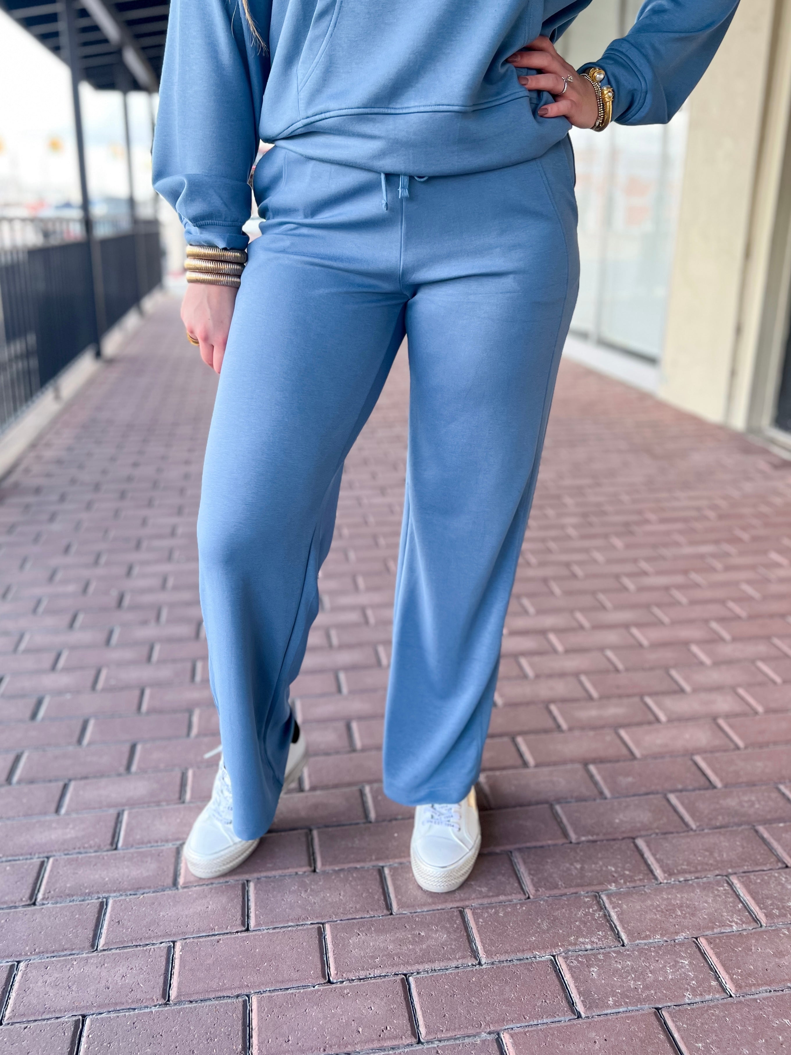 Cute And Cozy Sweatpants-Gray Blue