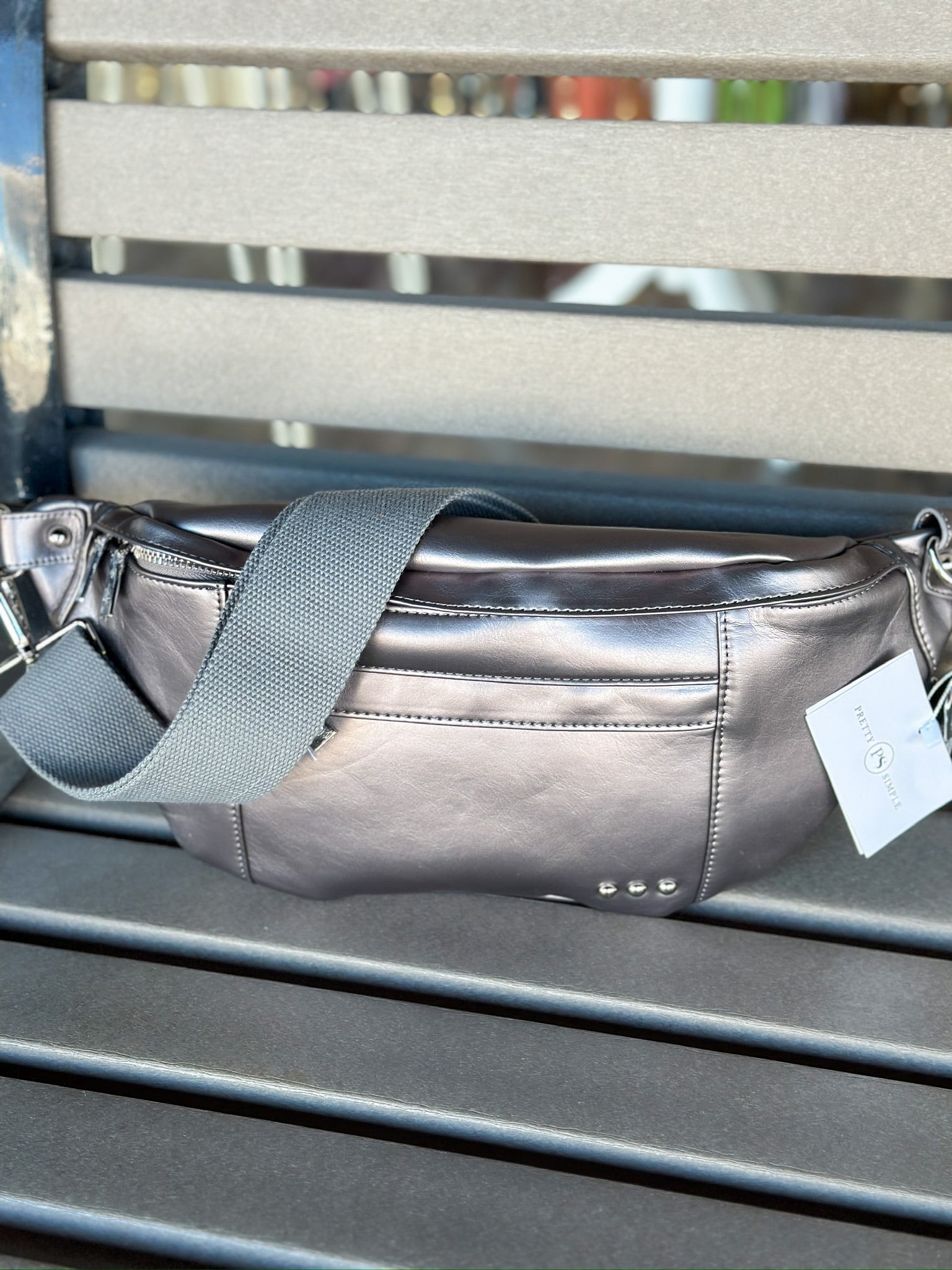 Marley Metallic Oversized Bum Bag-Gray