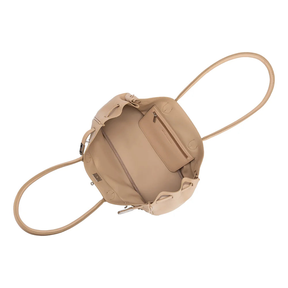 Rocky Vegan Leather Shoulder Bag-Nude