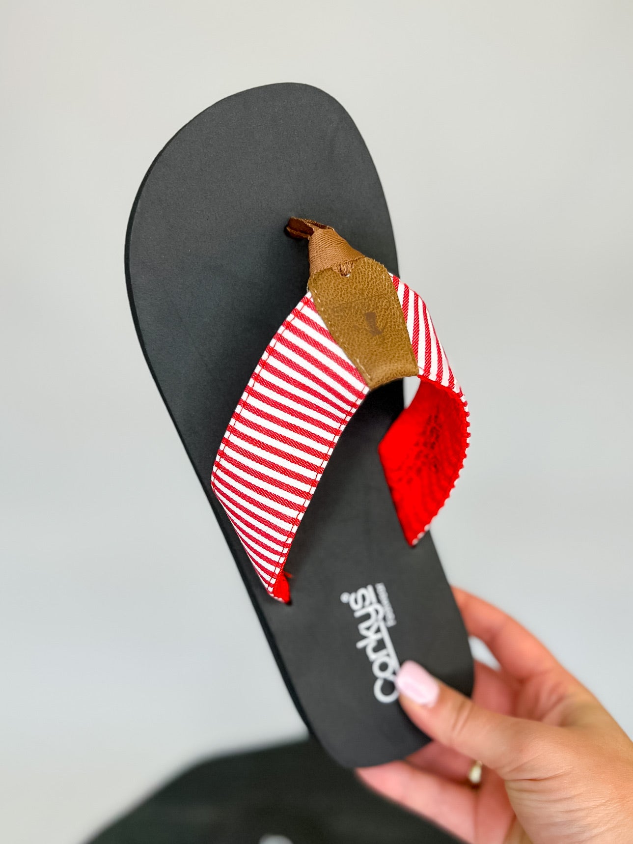 [Corky's] Summer Break Flip Flop - Red White Stripe