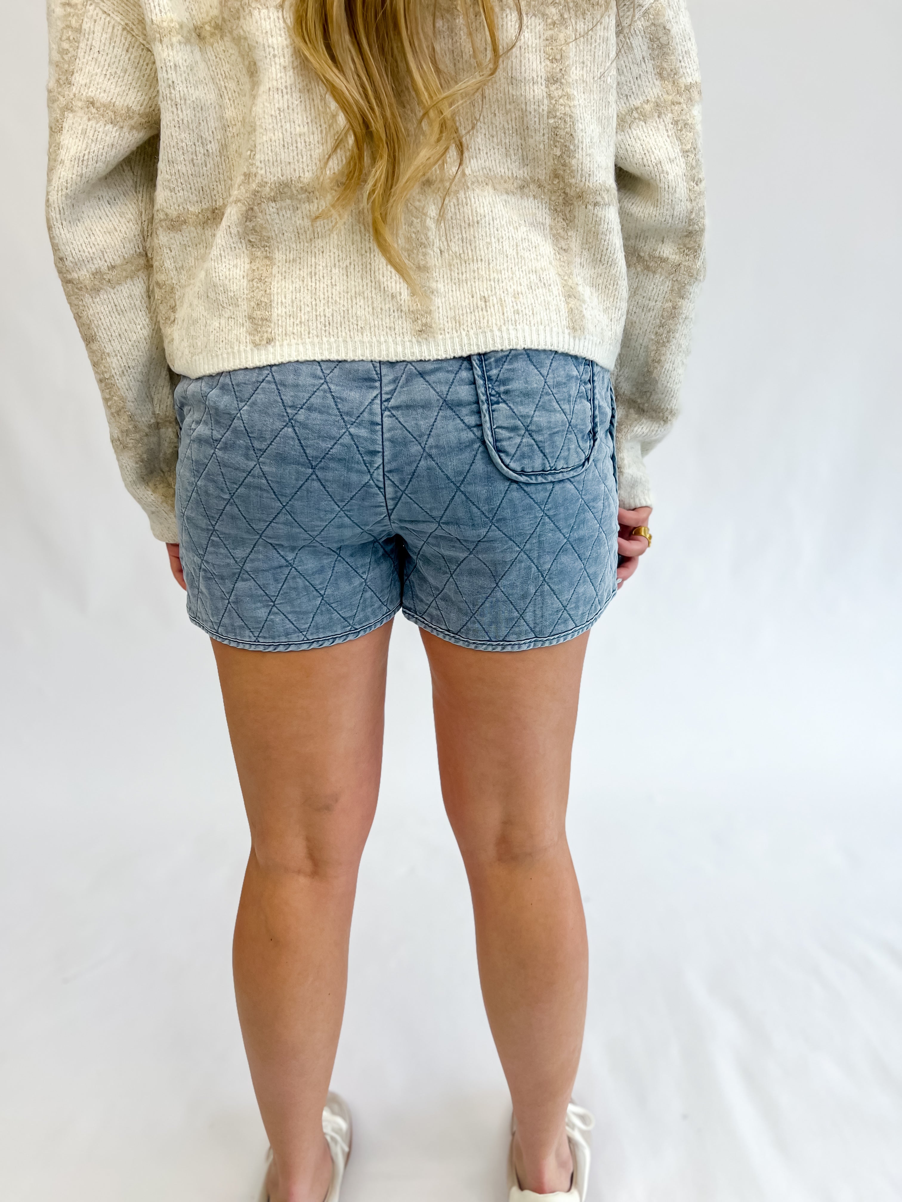 Trendy Threads Quilted Shorts-Denim